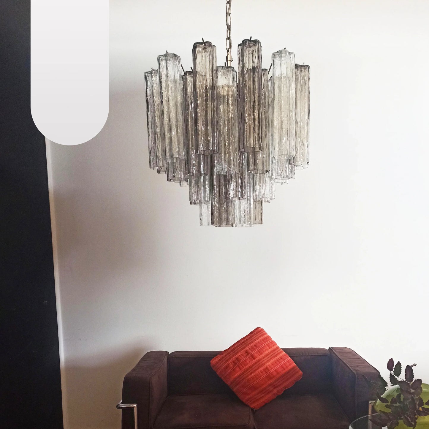 Fantastic Murano Smoked Glass Tube Chandelier