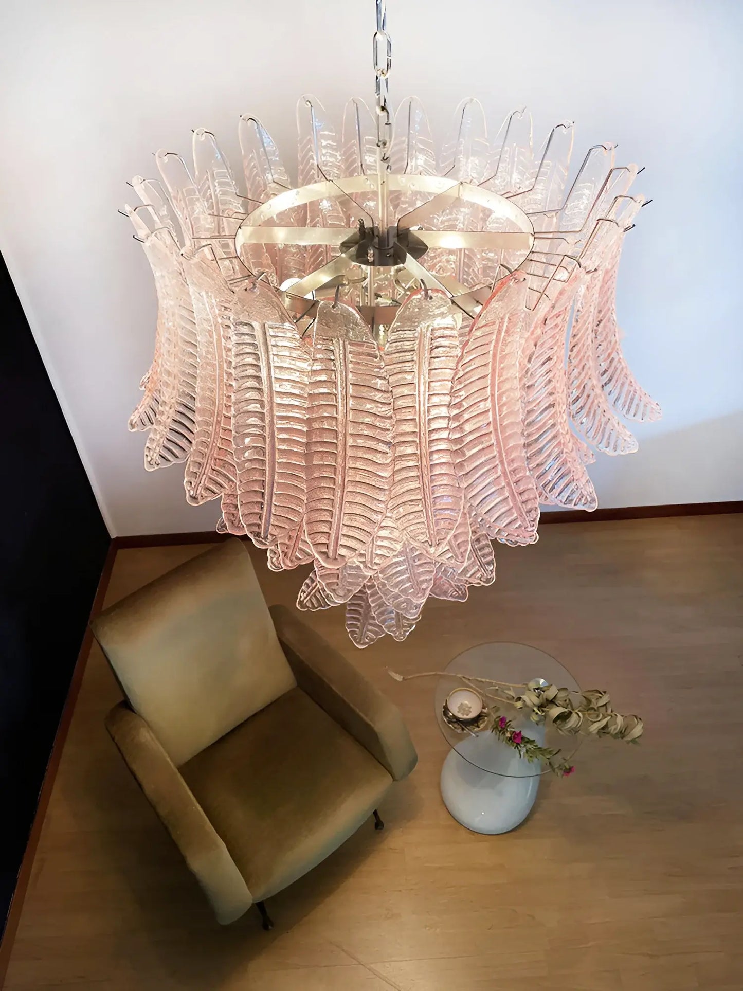 Gorgeous Murano Felci Pink Glass Chandelier