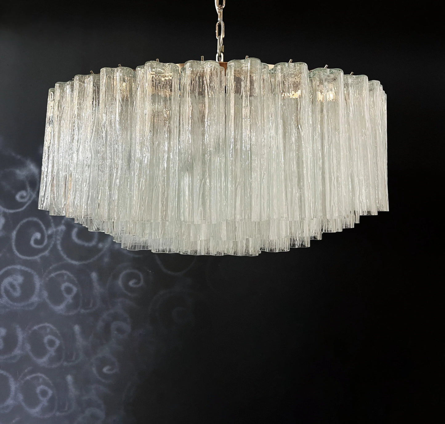 Murano Large Transparent Glass Tube Chandelier