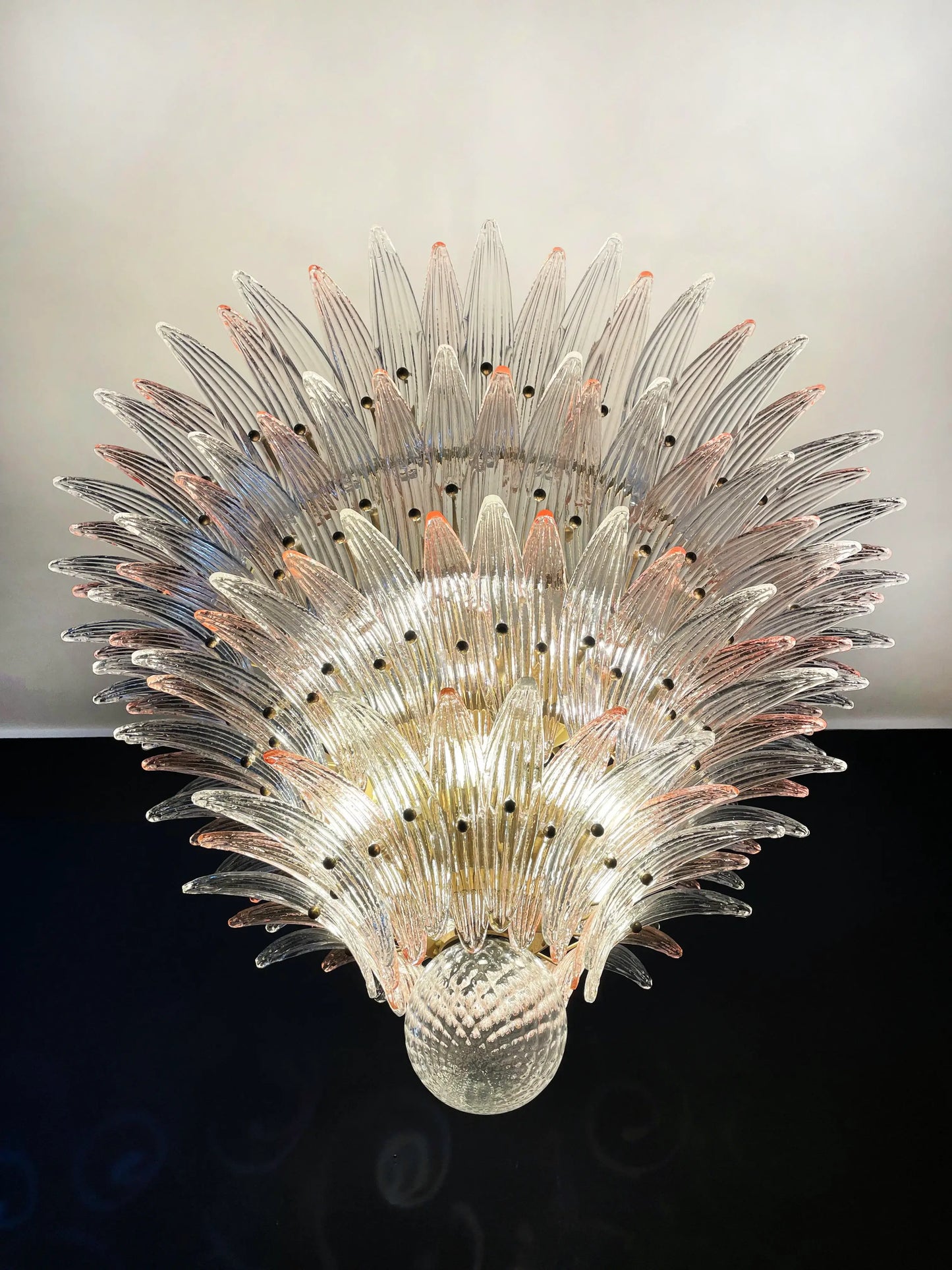 Murano Palmette Pink Trasparent Chandelier