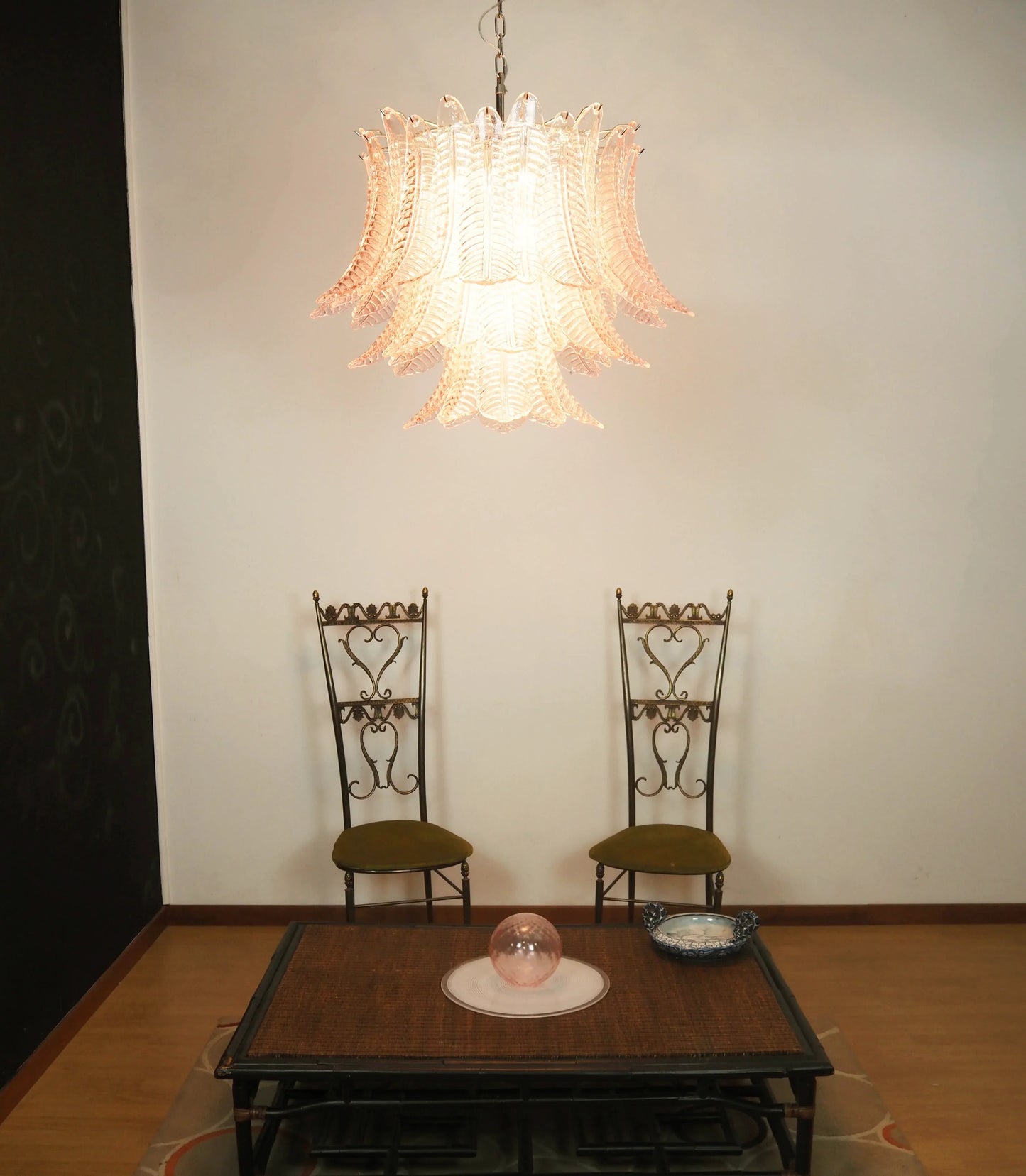Murano Pink Ferns Glass Chandelier