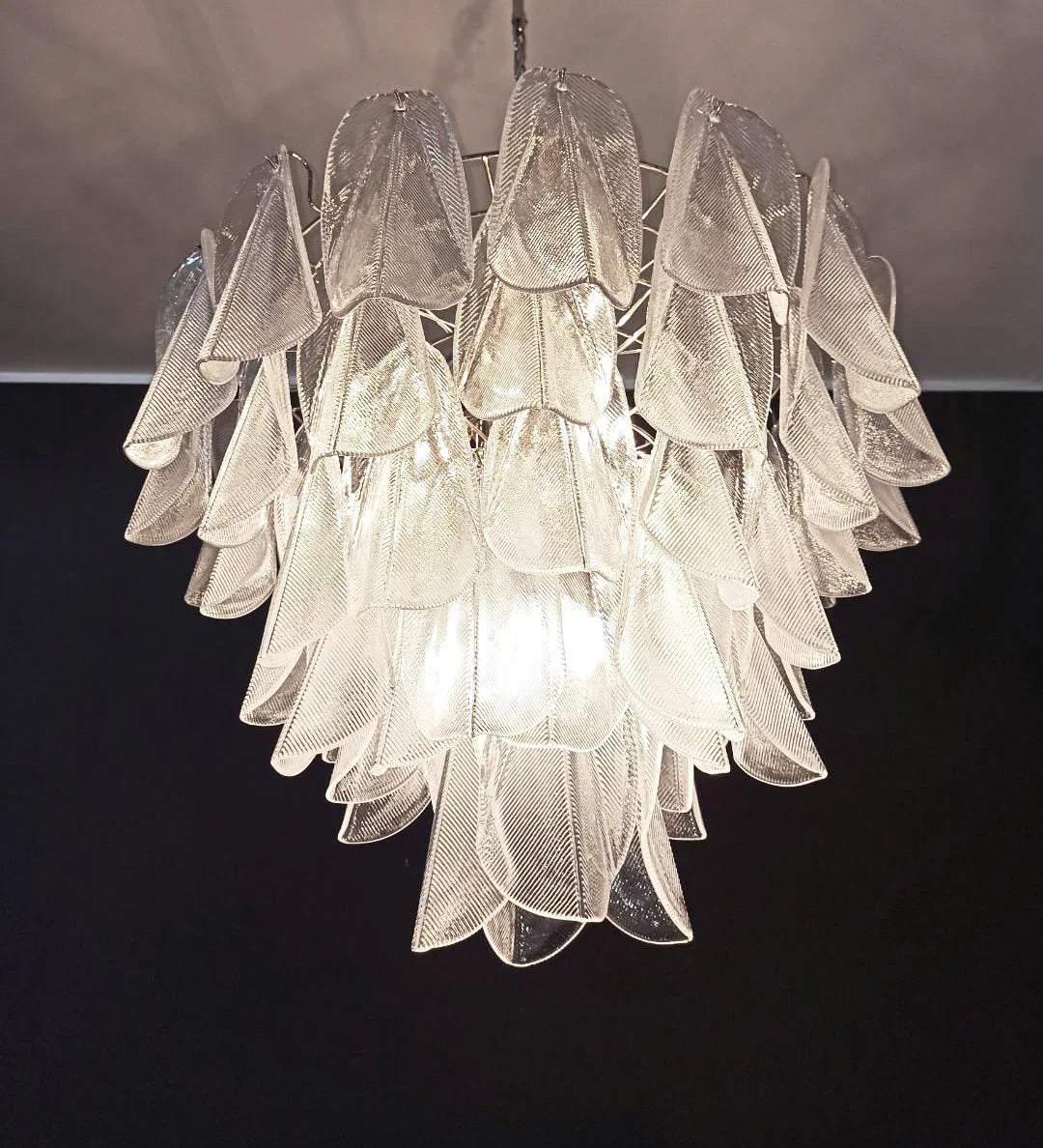 Murano Glass Leaves Transparent Chandelier