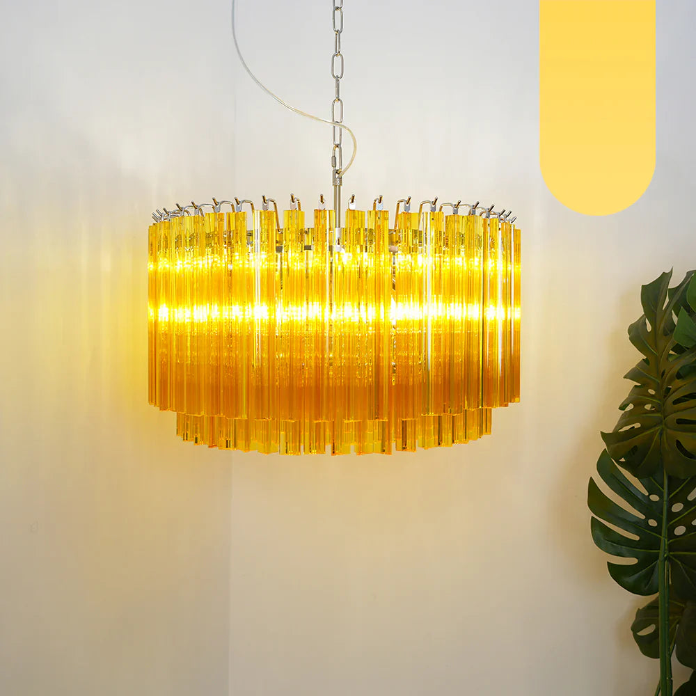 Murano Round Prisms Amber Chandelier