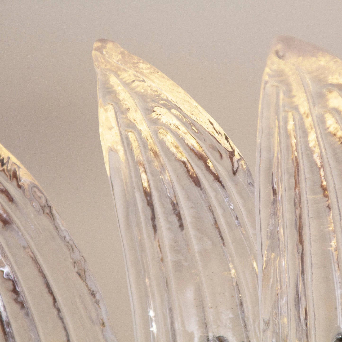 Palm Leaves Murano Transparent Glass Chandelier