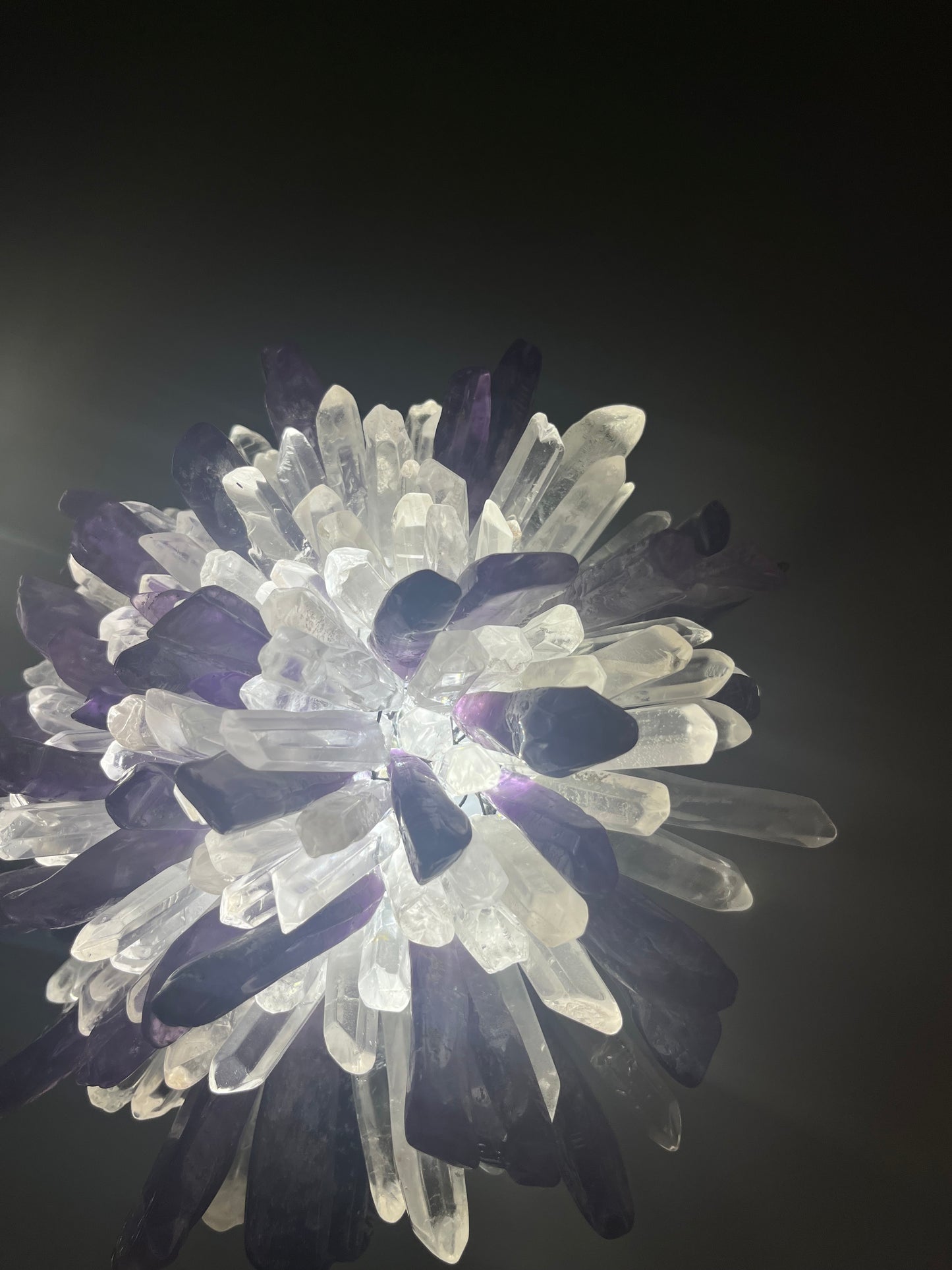 Purple rock wall crystal light fixture for living room