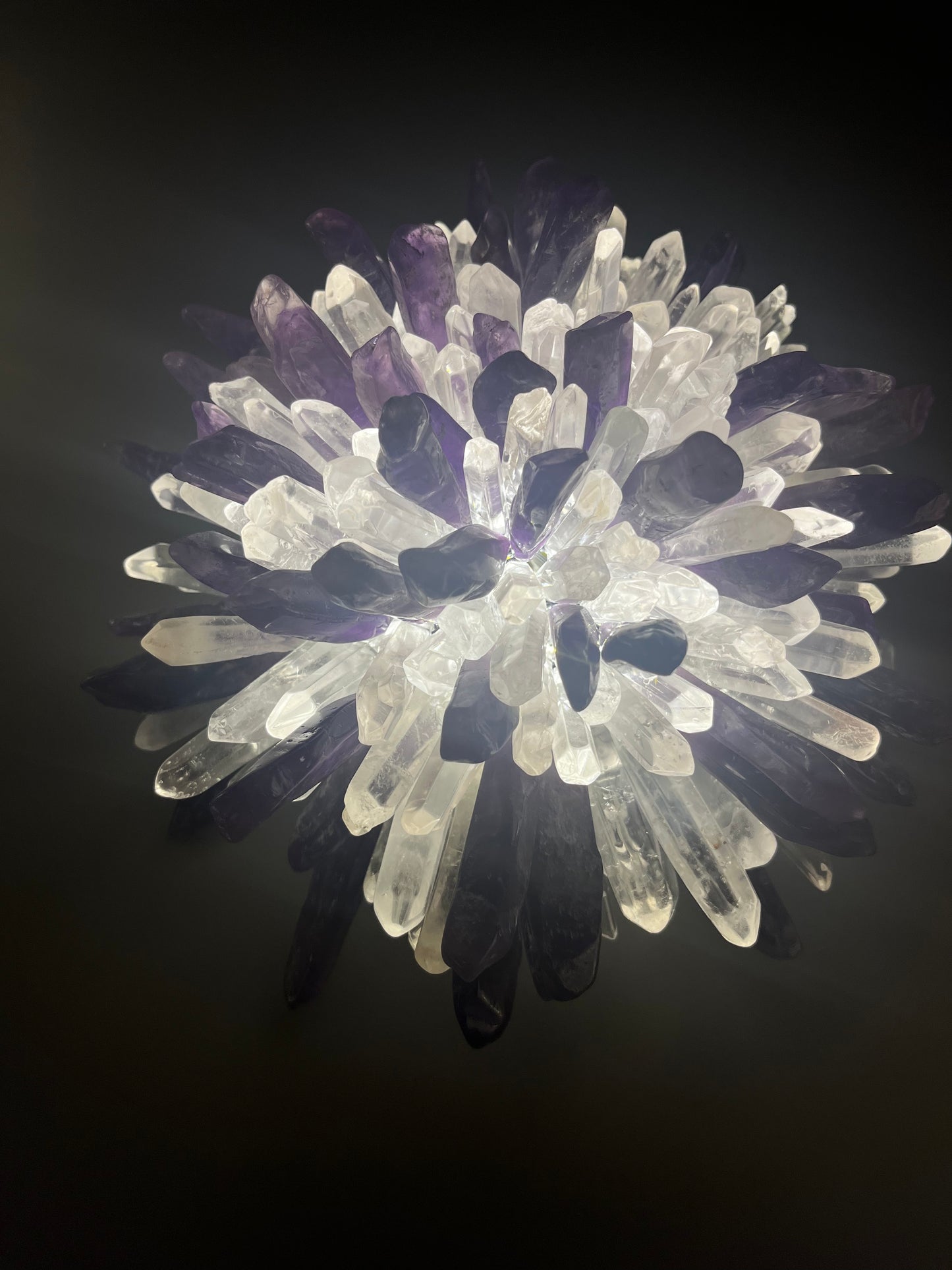 Purple rock wall crystal light fixture for living room