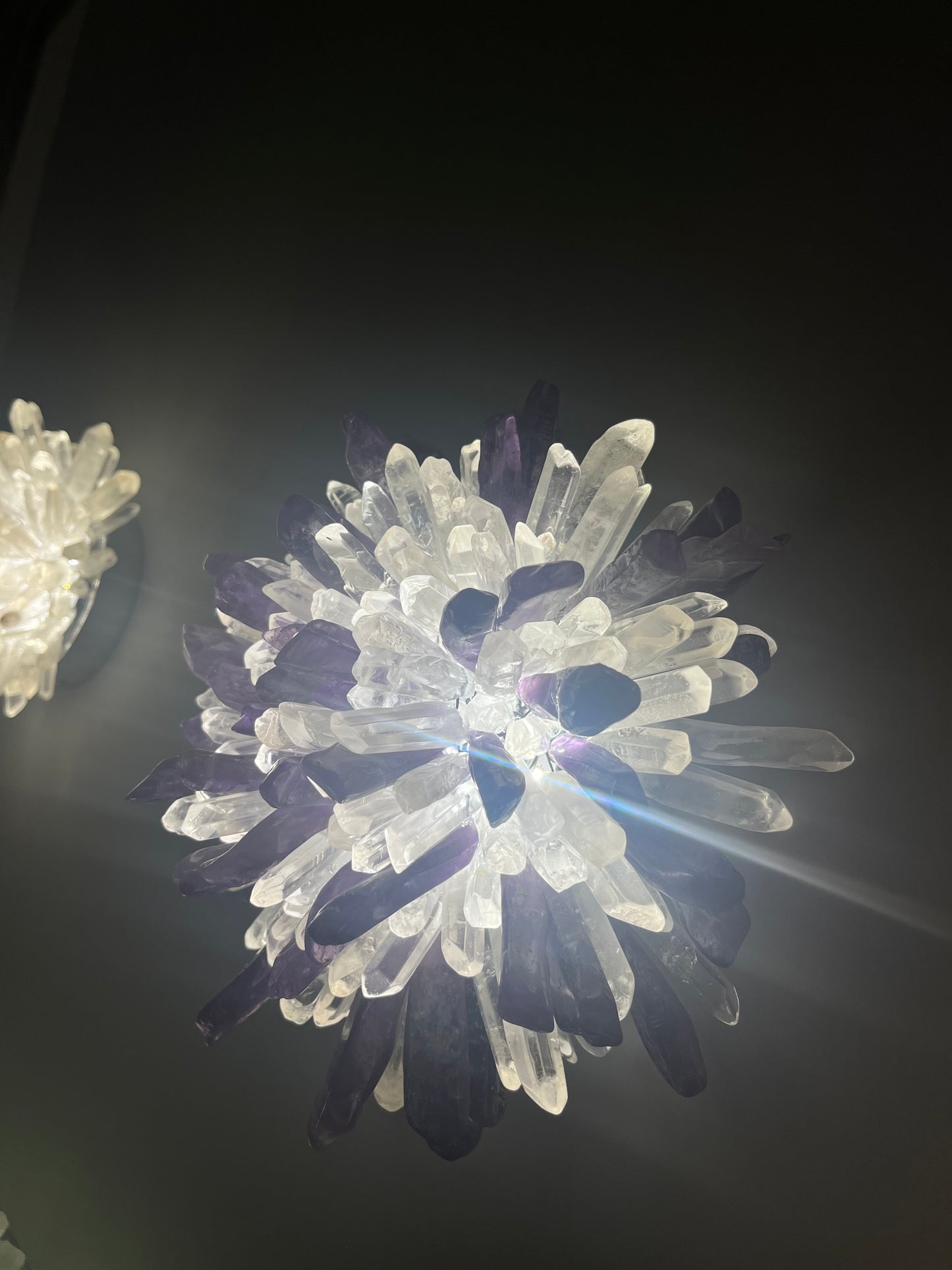 Purple rock wall crystal light fixture for living room