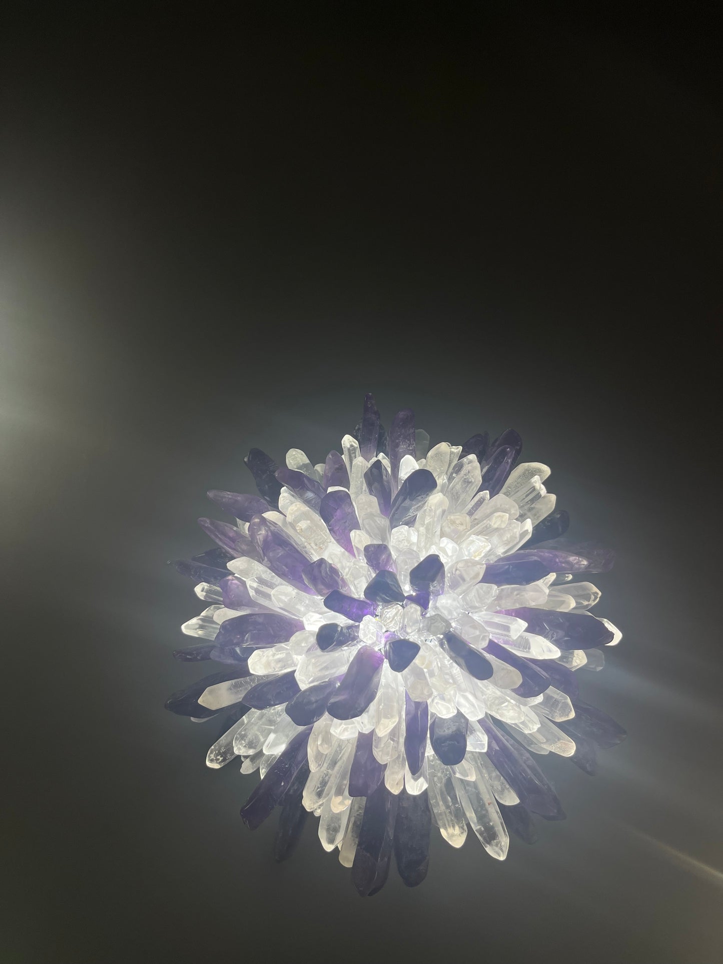 Purple rock wall crystal light fixture for living room
