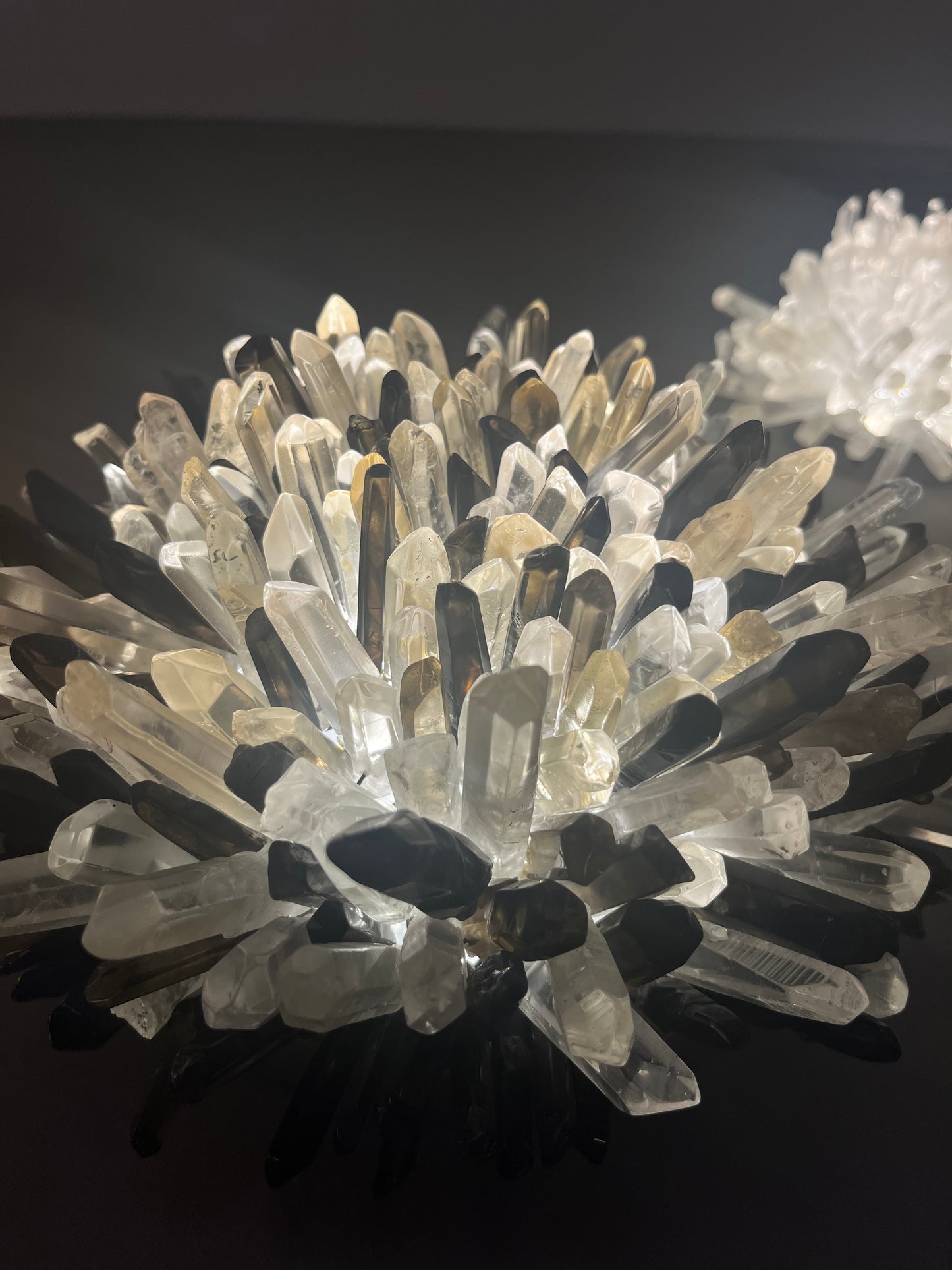 Purple rock wall crystal light fixture for living room