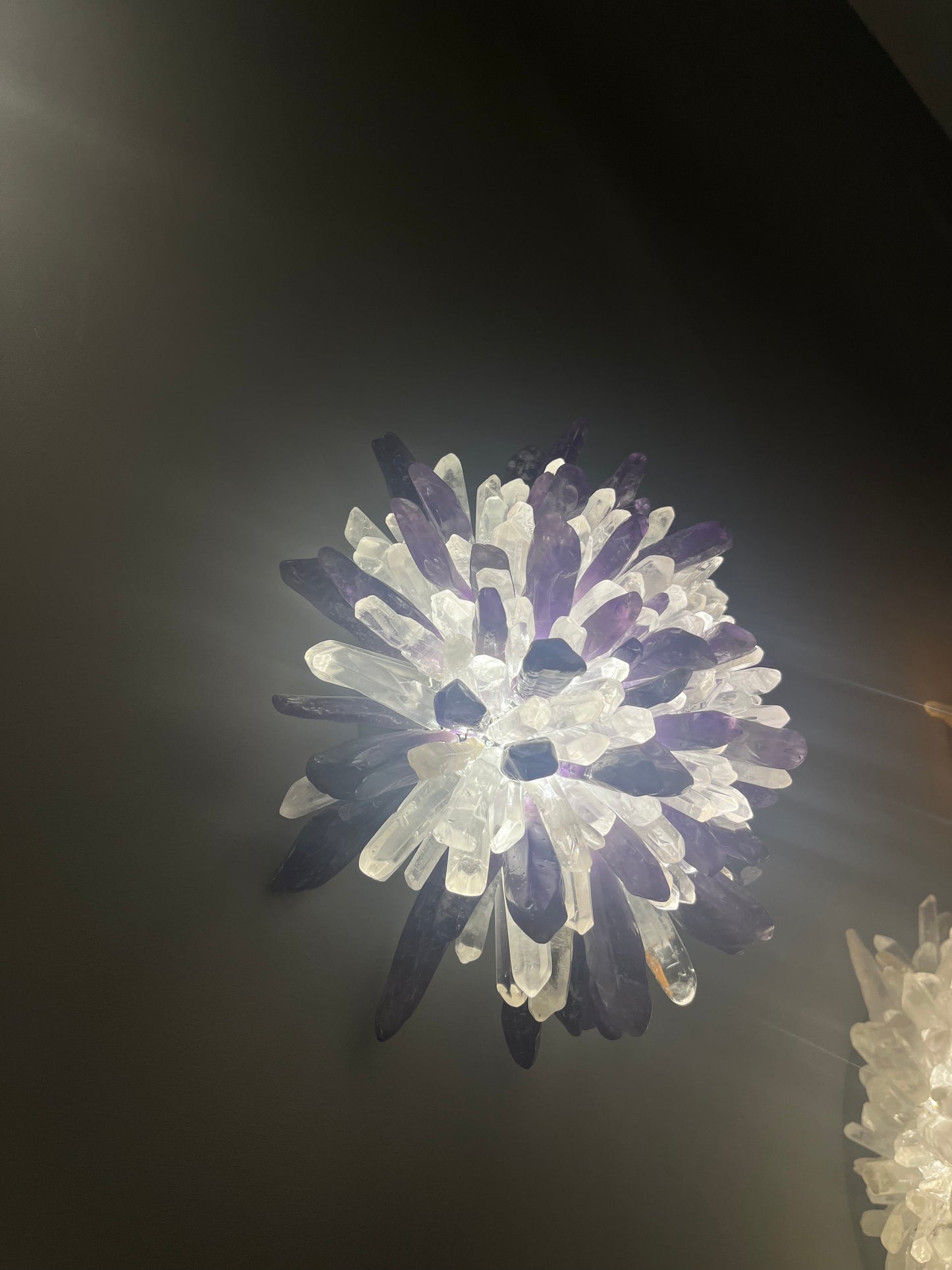 Purple rock wall crystal light fixture for living room