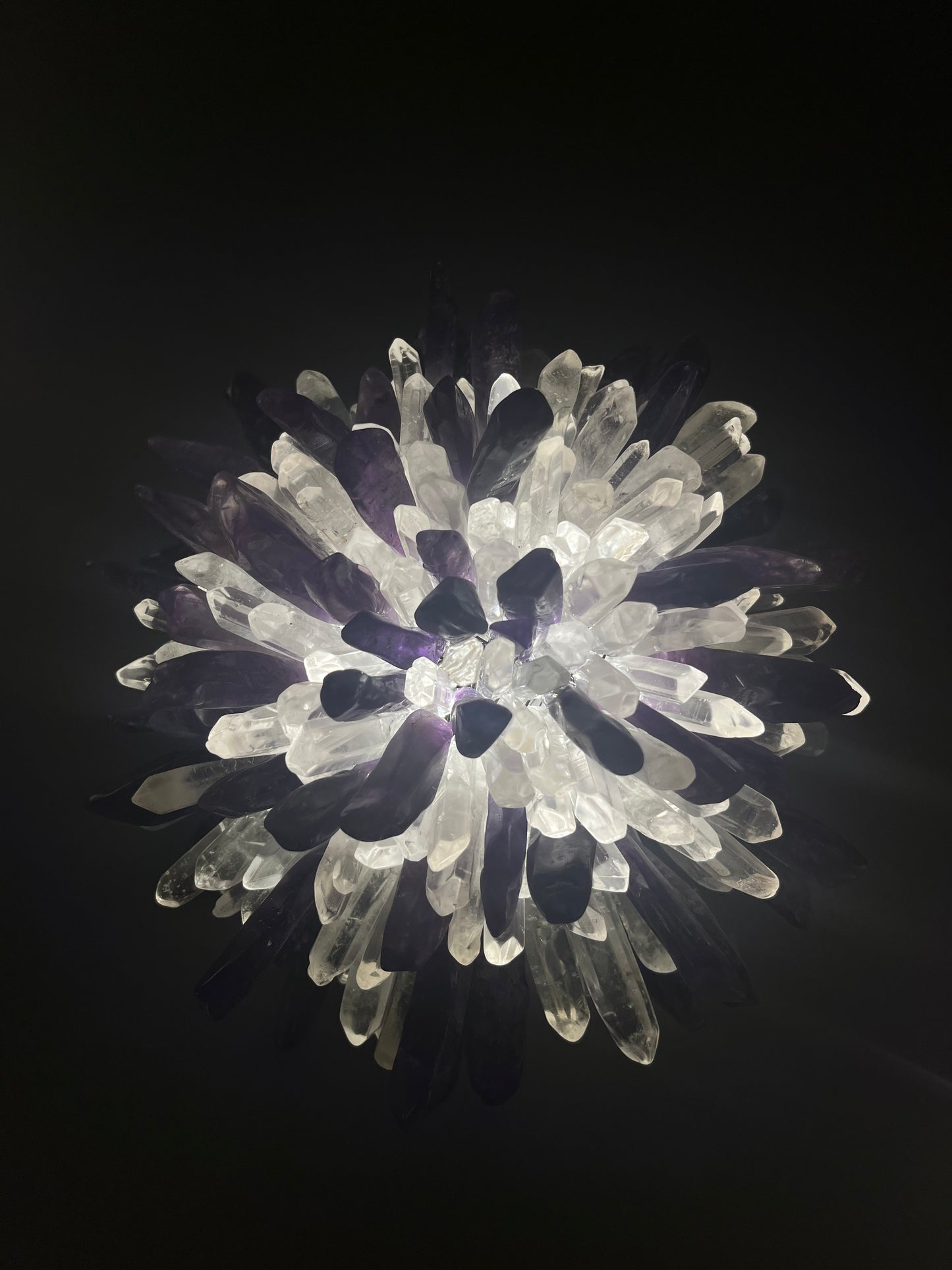 Purple rock wall crystal light fixture for living room