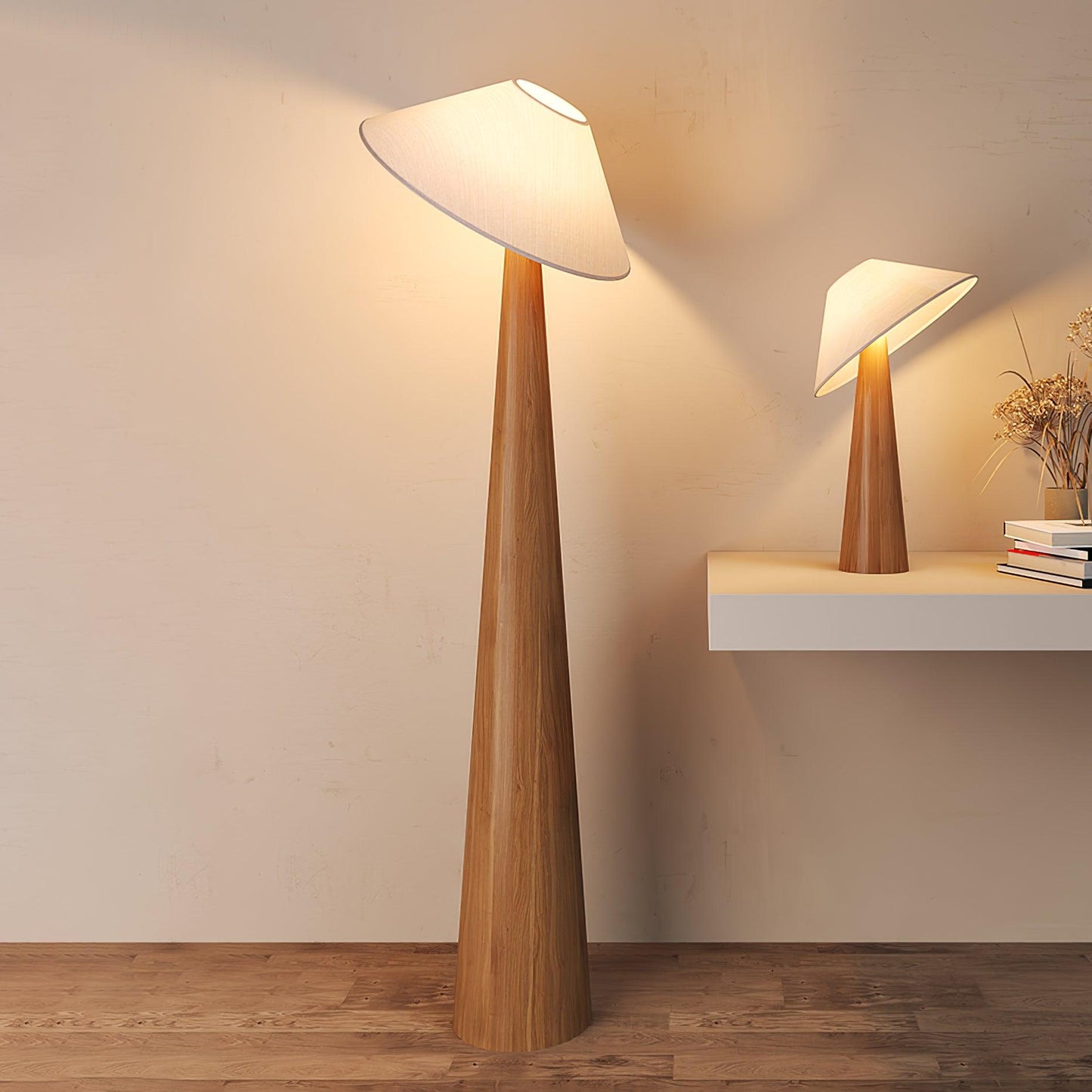 Tilt Hat Wooden Floor Lamp