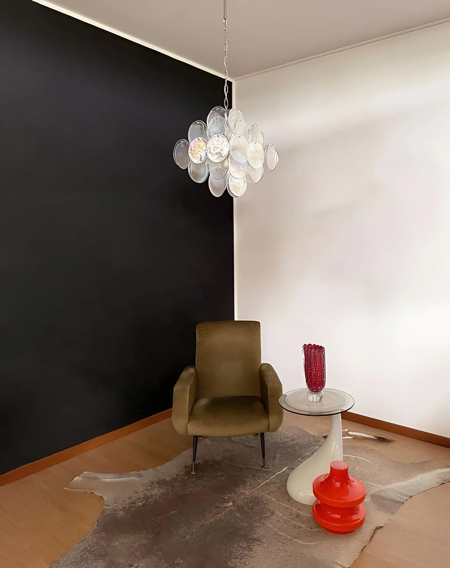 Vintage Murano Iridescent Disks Chandelier