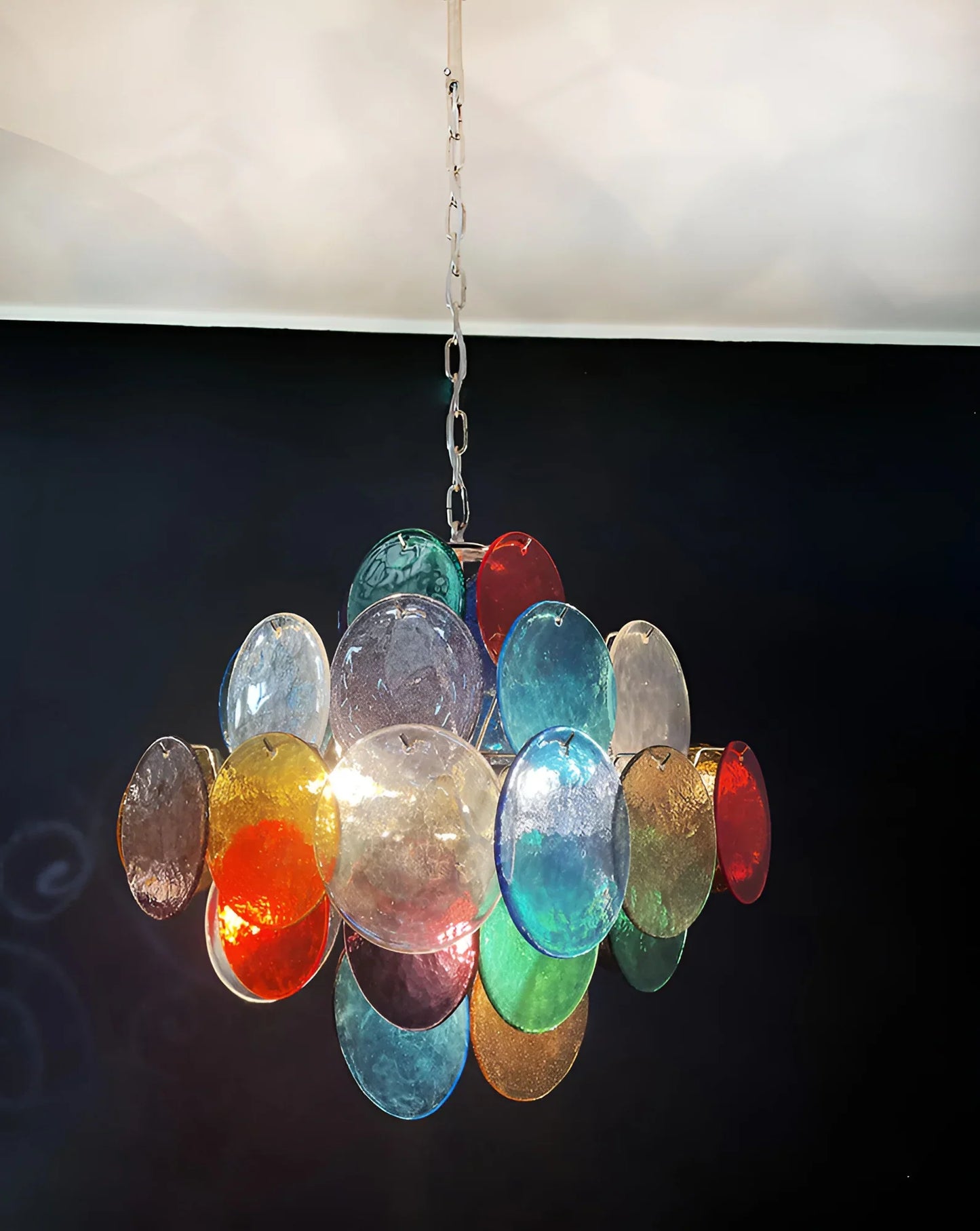 Vintage Murano Multicolored Disks Chandelier