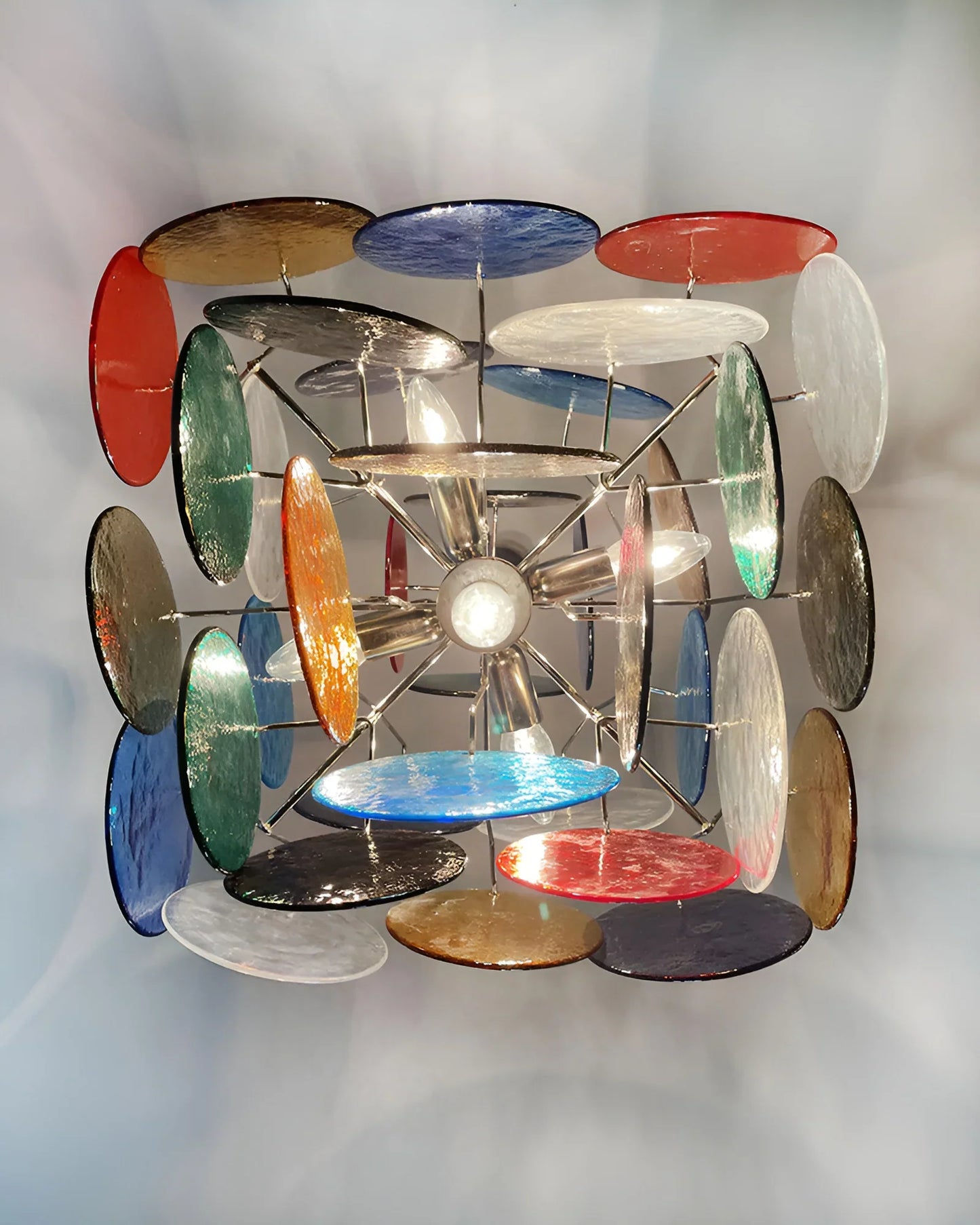 Vintage Murano Multicolored Disks Chandelier