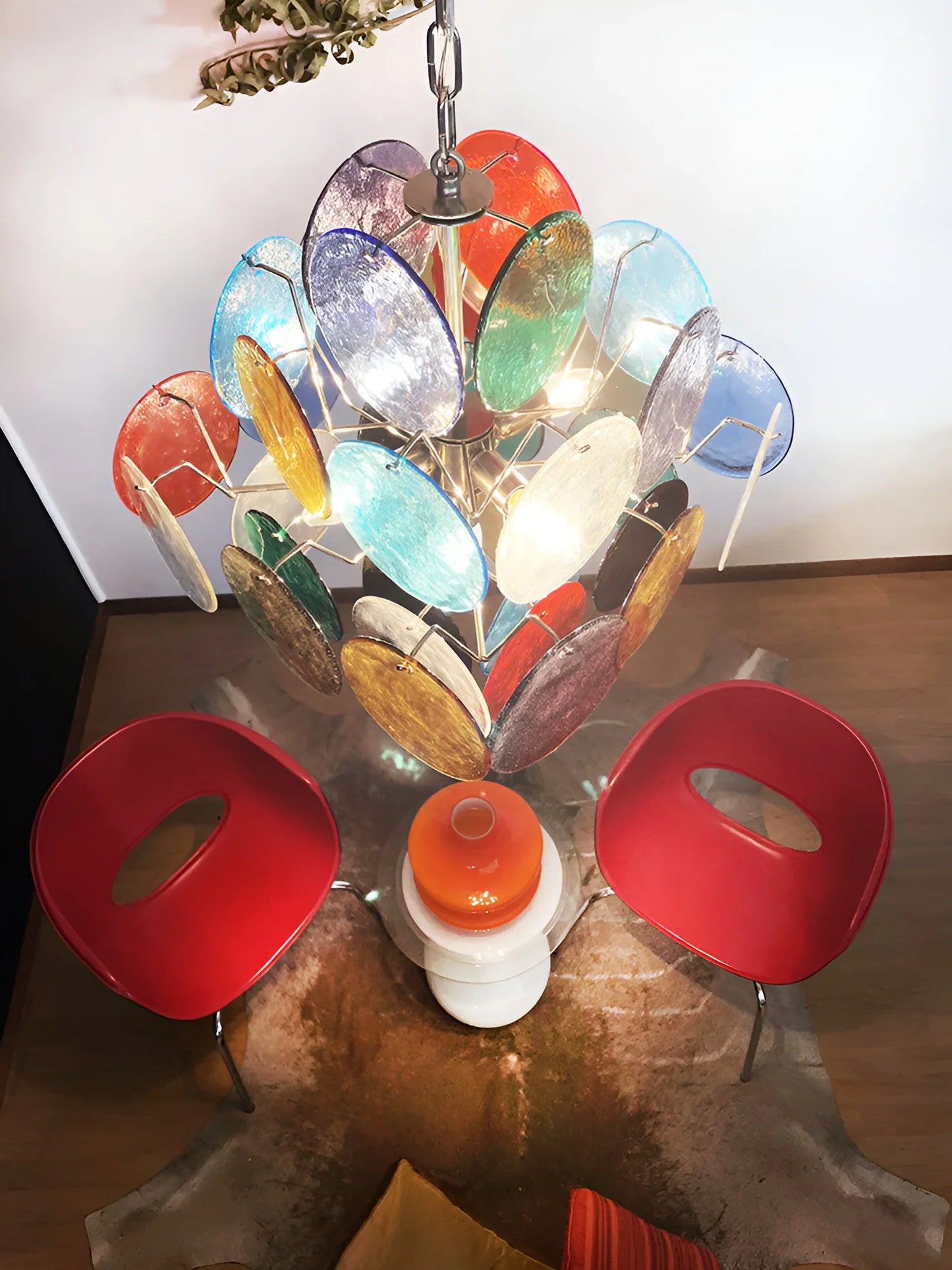 Vintage Murano Multicolored Disks Chandelier