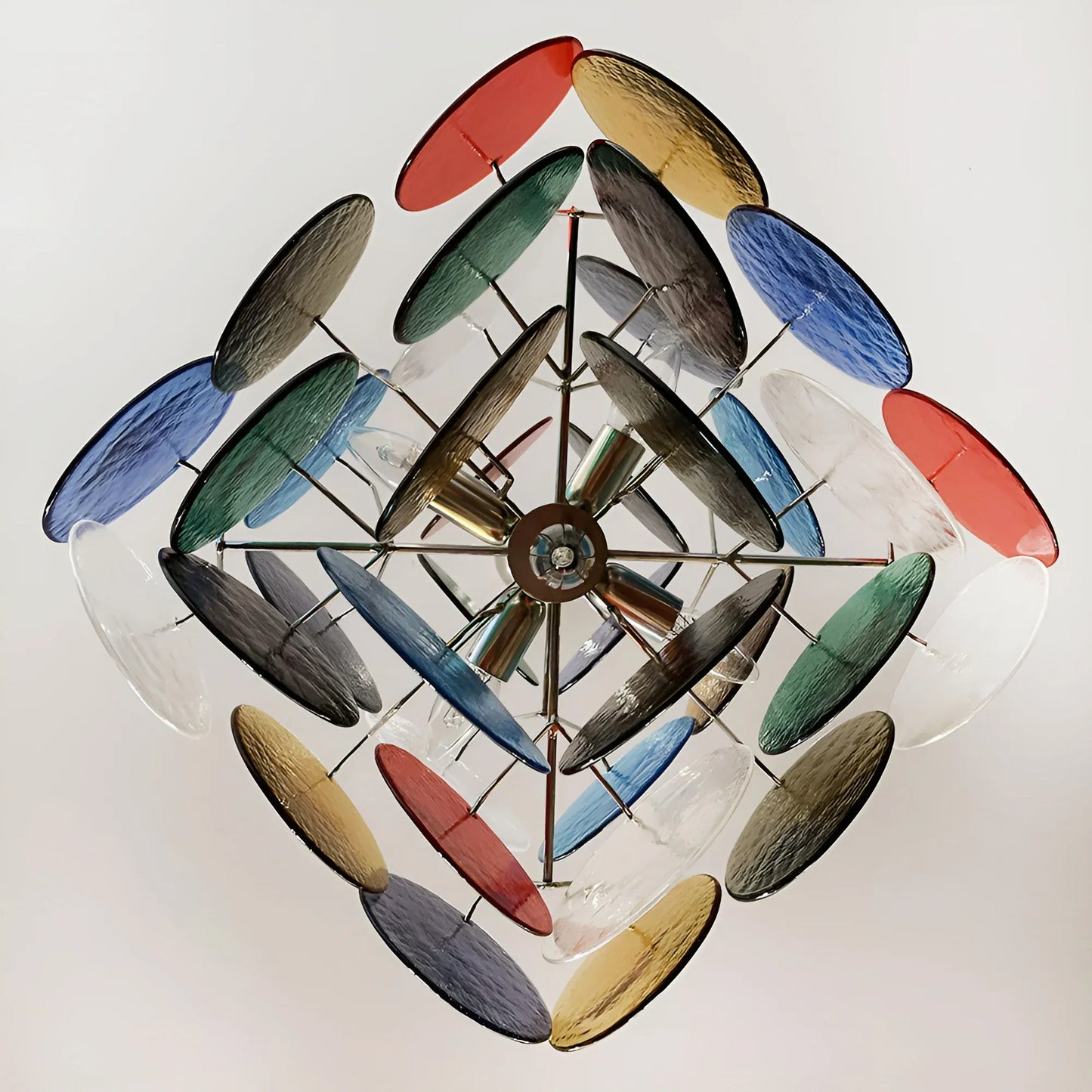 Vintage Murano Multicolored Disks Chandelier