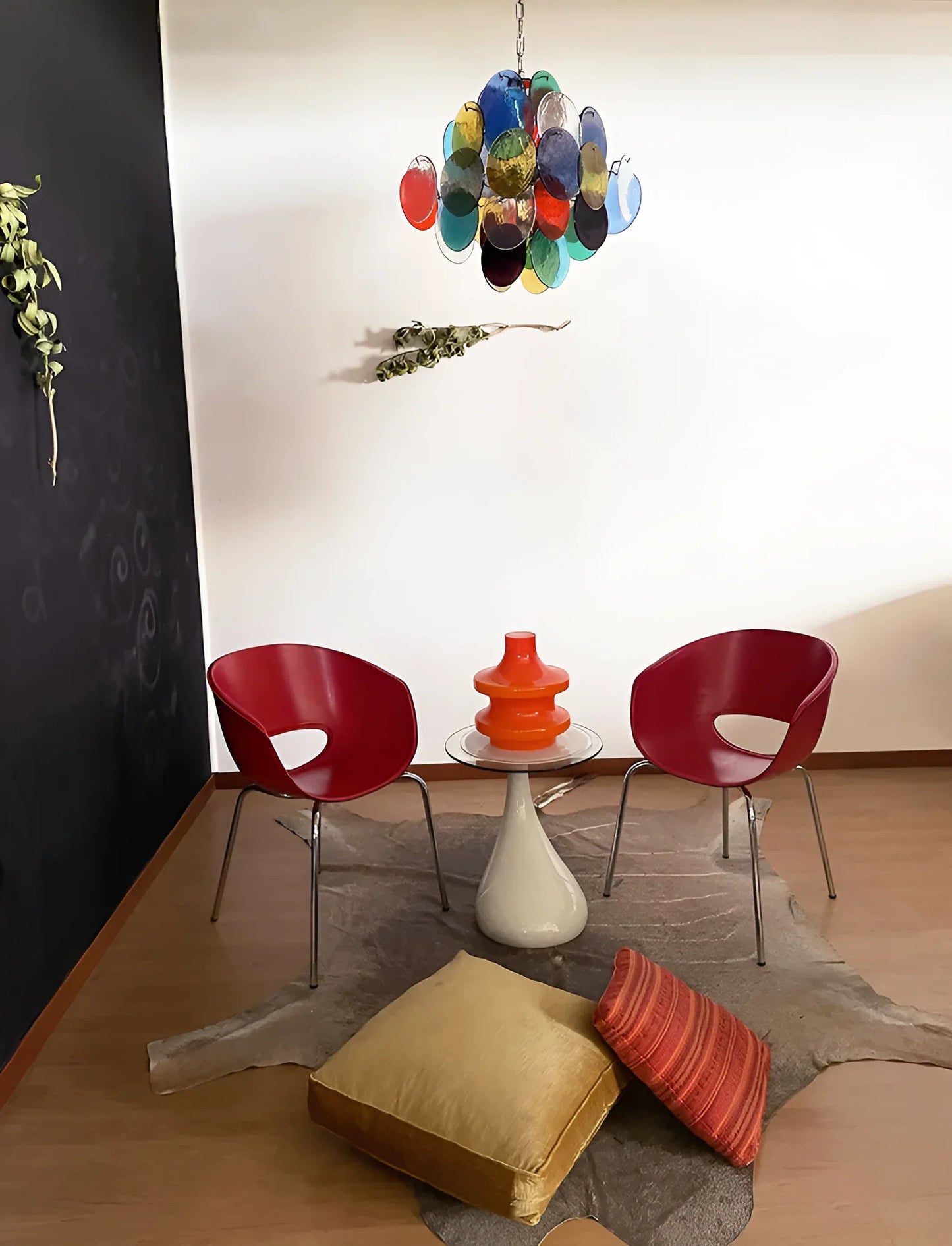 Vintage Murano Multicolored Disks Chandelier
