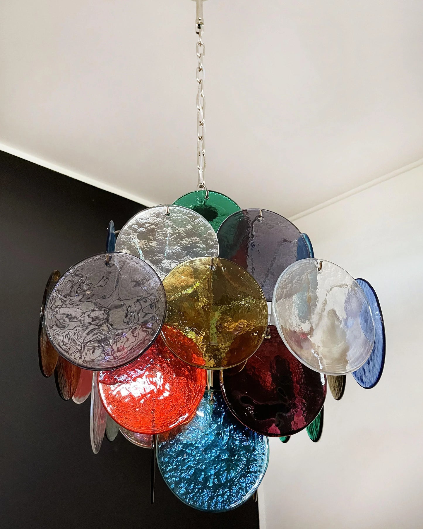 Vintage Murano Multicolored Disks Chandelier