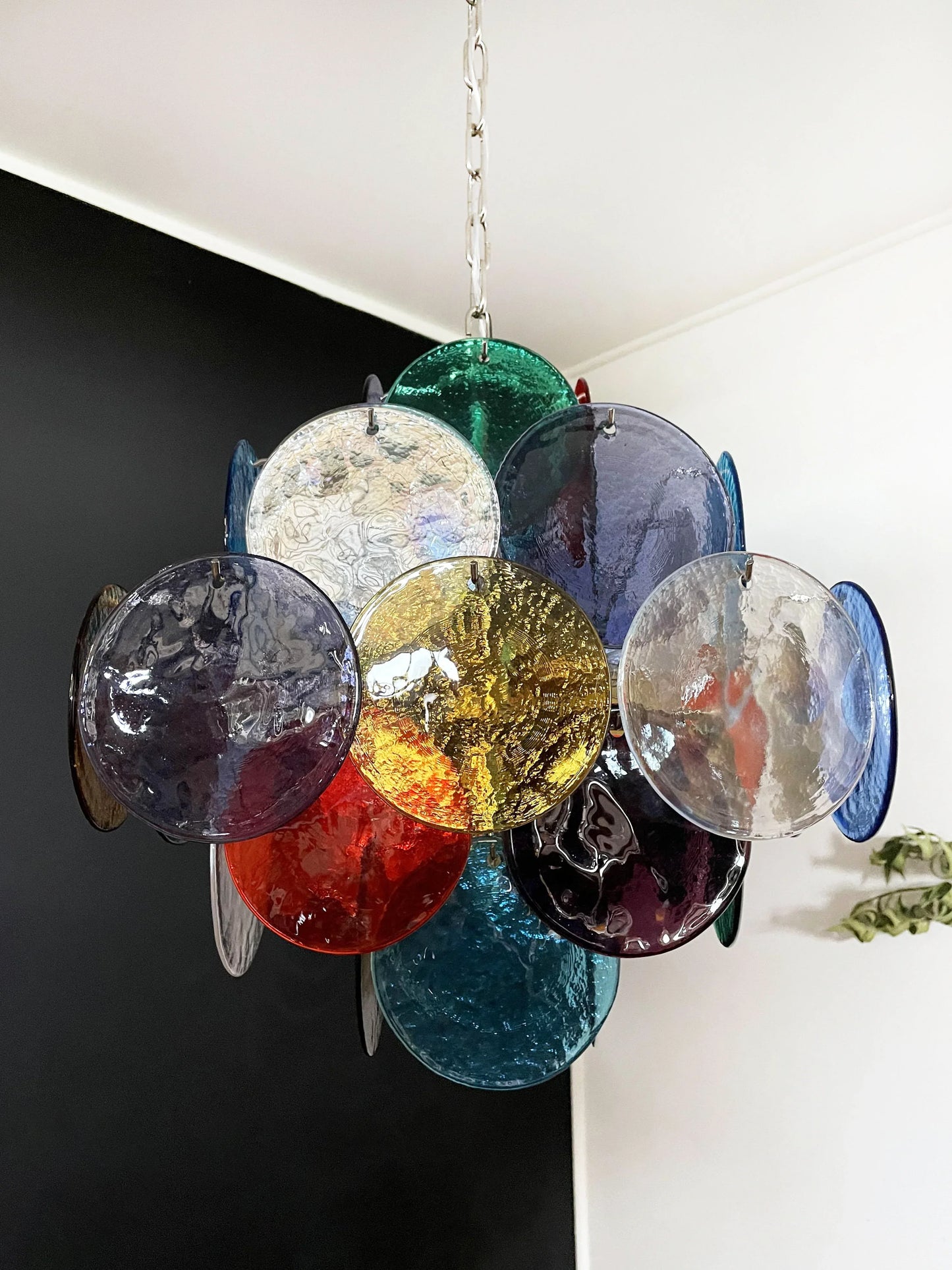 Vintage Murano Multicolored Disks Chandelier