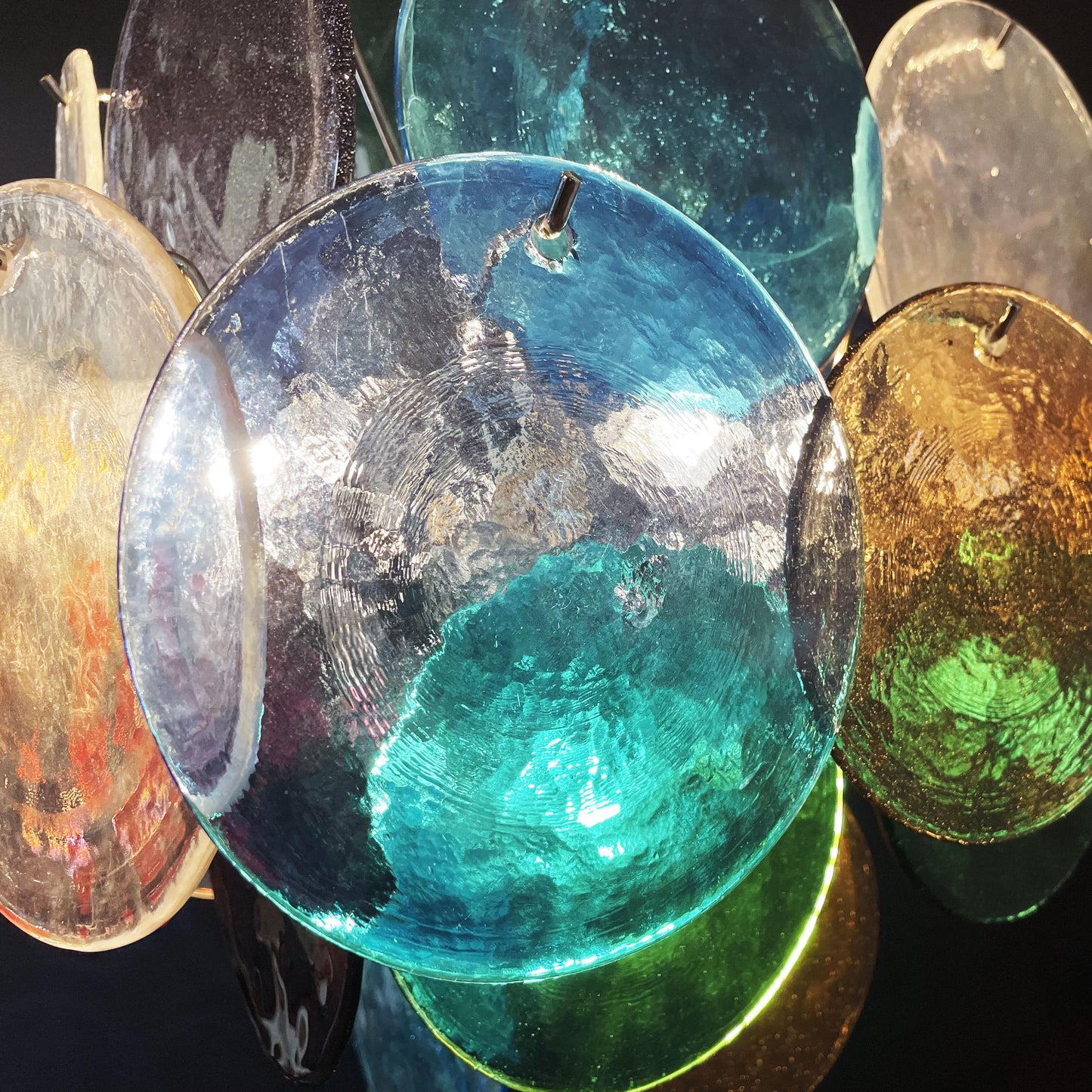 Vintage Murano Multicolored Disks Chandelier