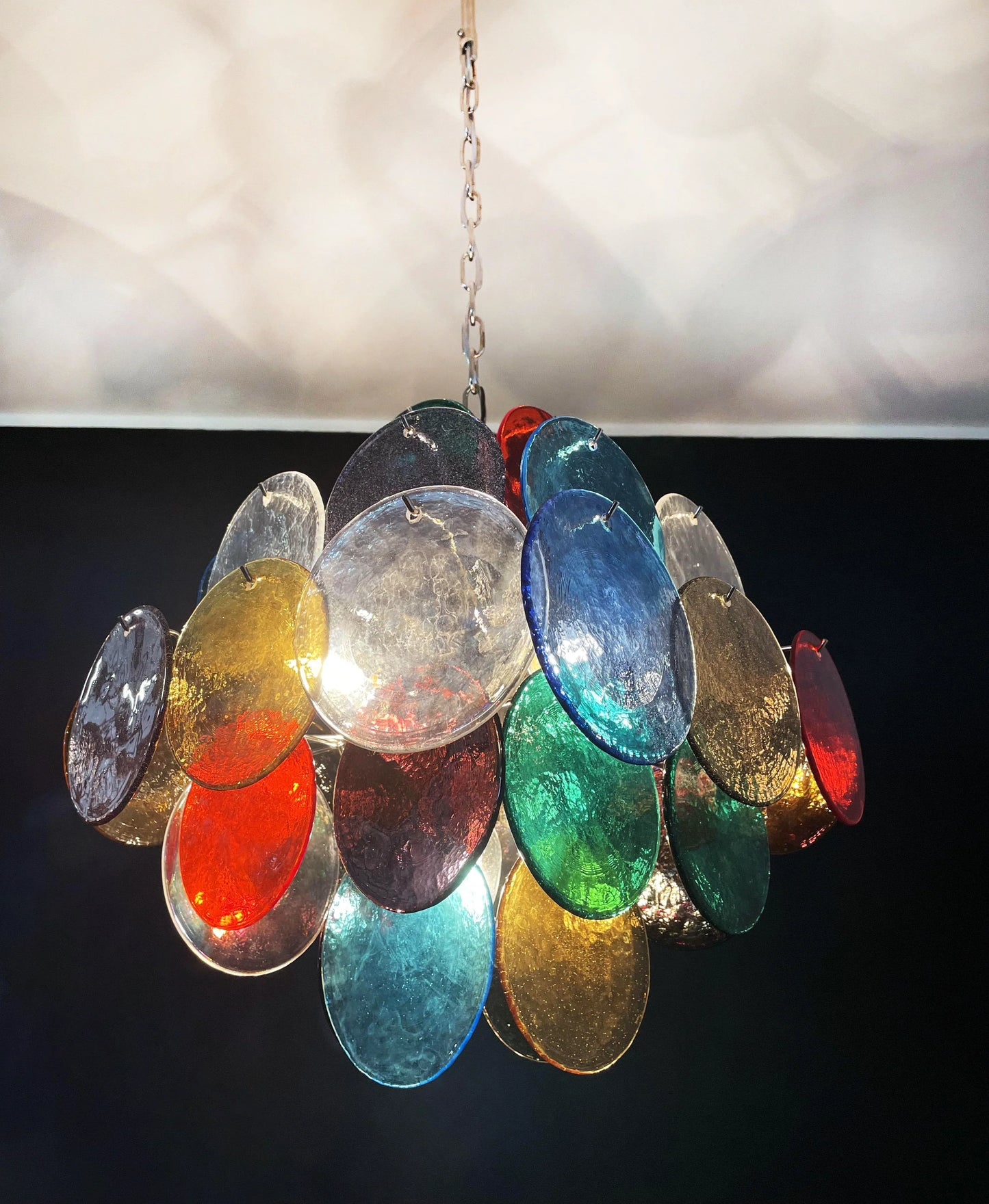 Vintage Murano Multicolored Disks Chandelier