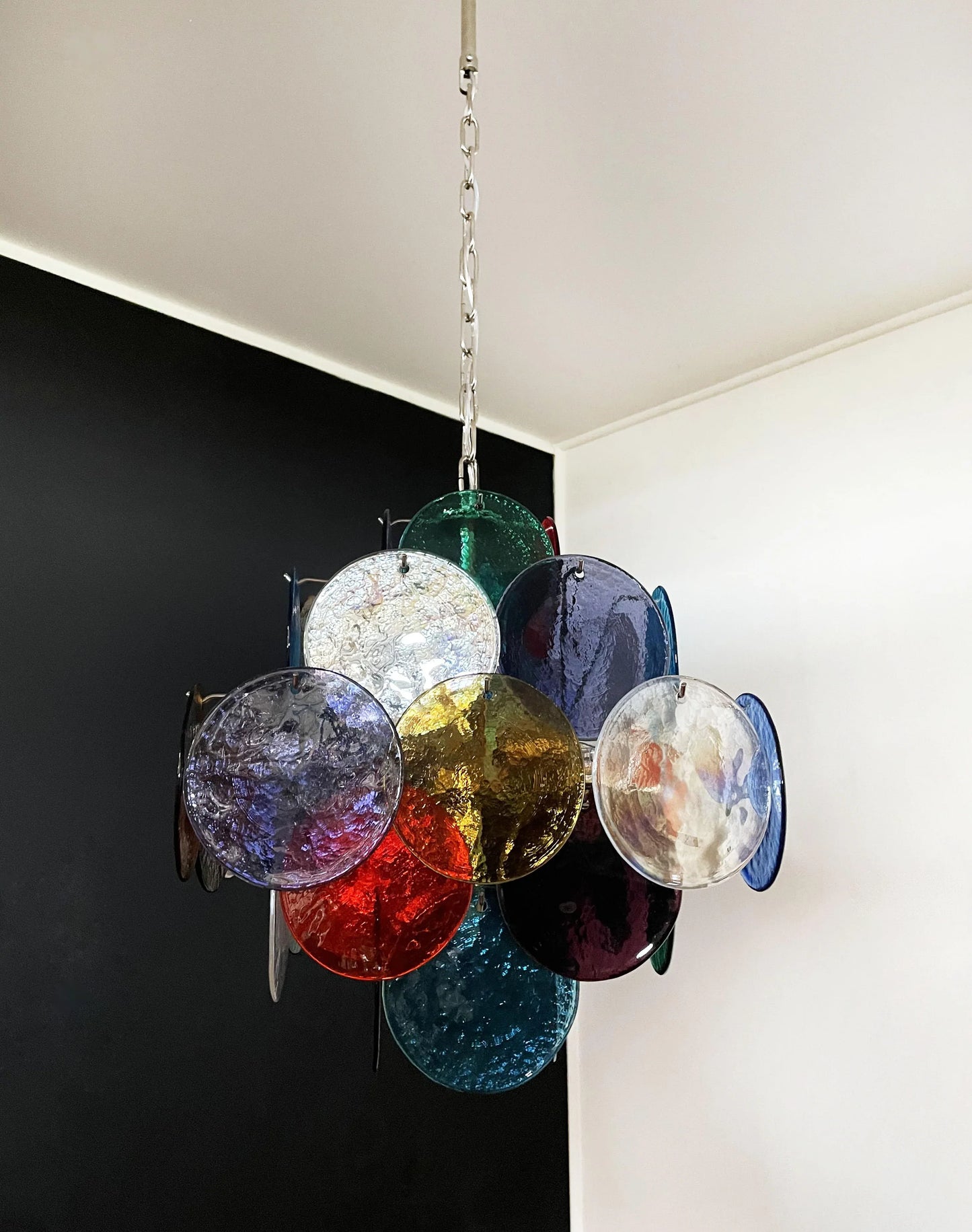 Vintage Murano Multicolored Disks Chandelier