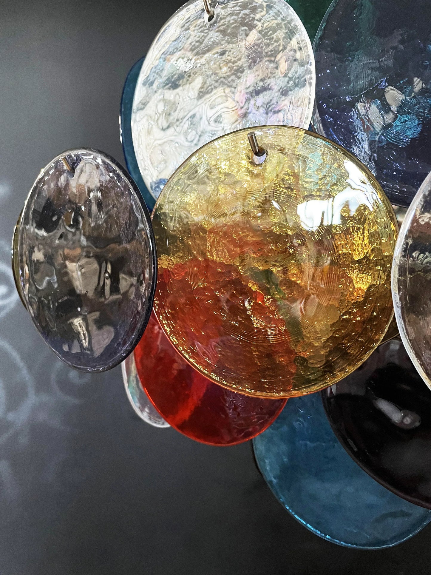 Vintage Murano Multicolored Disks Chandelier