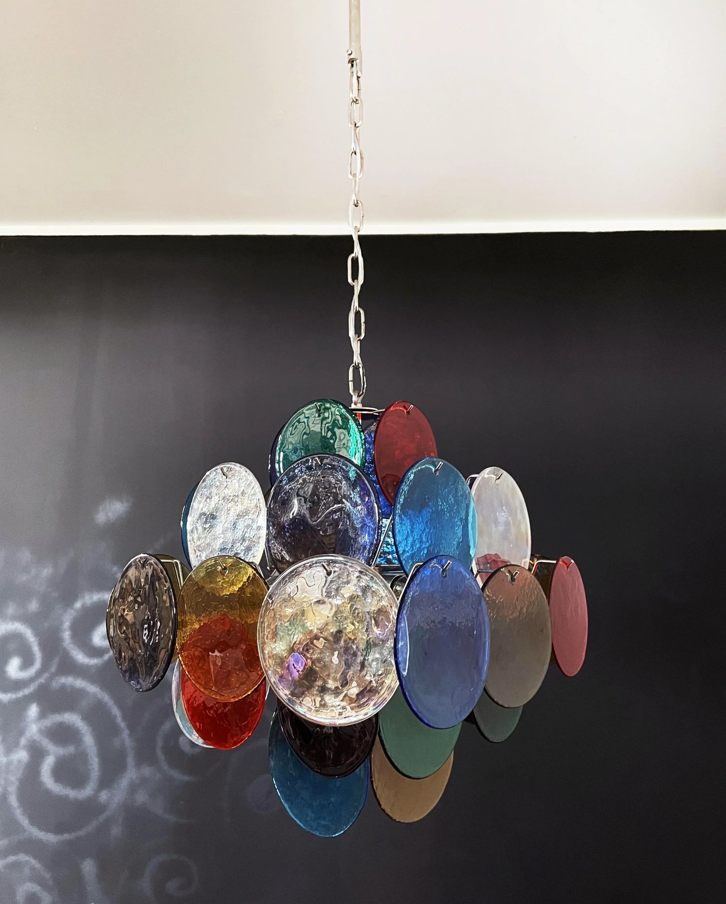 Vintage Murano Multicolored Disks Chandelier