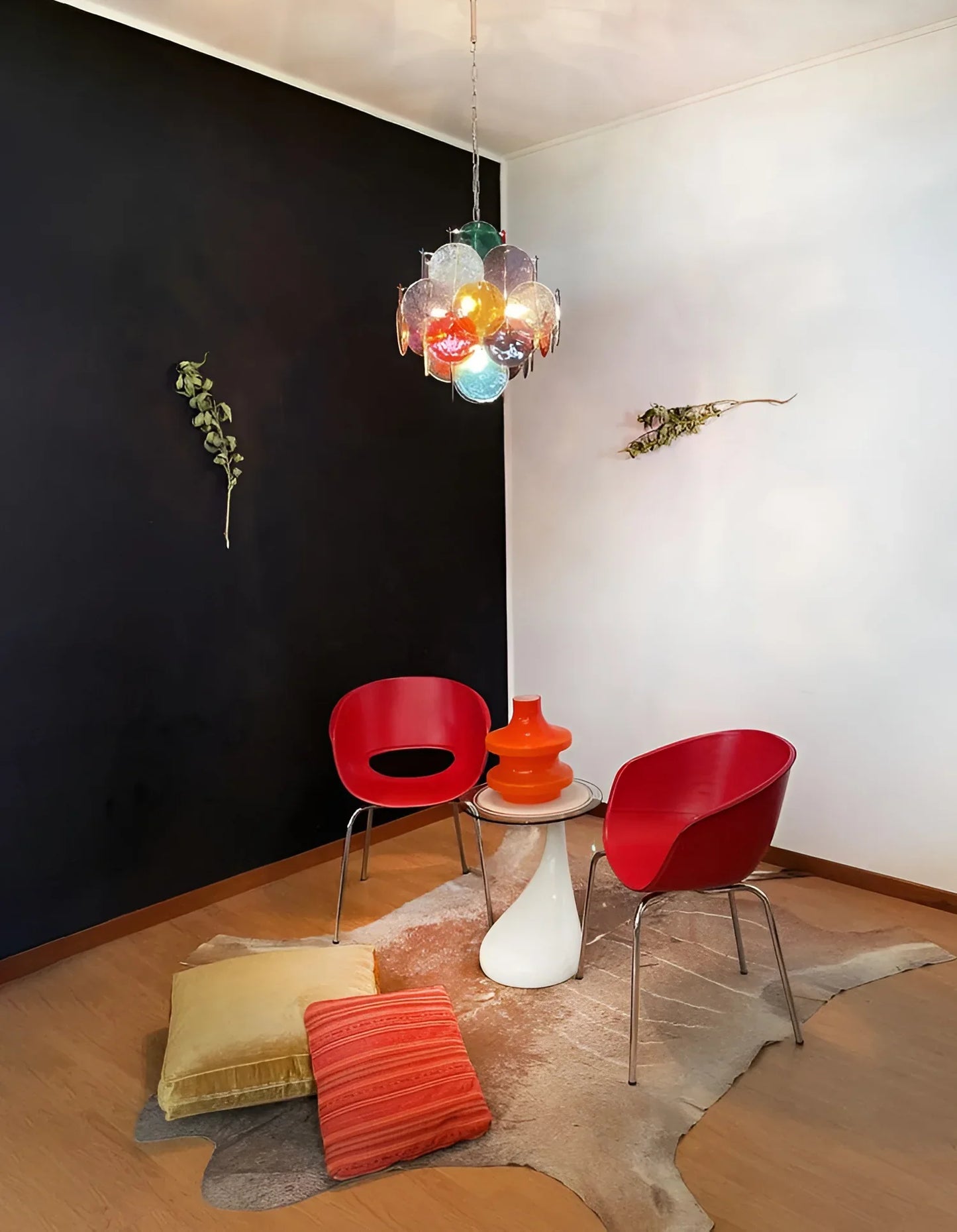 Vintage Murano Multicolored Disks Chandelier