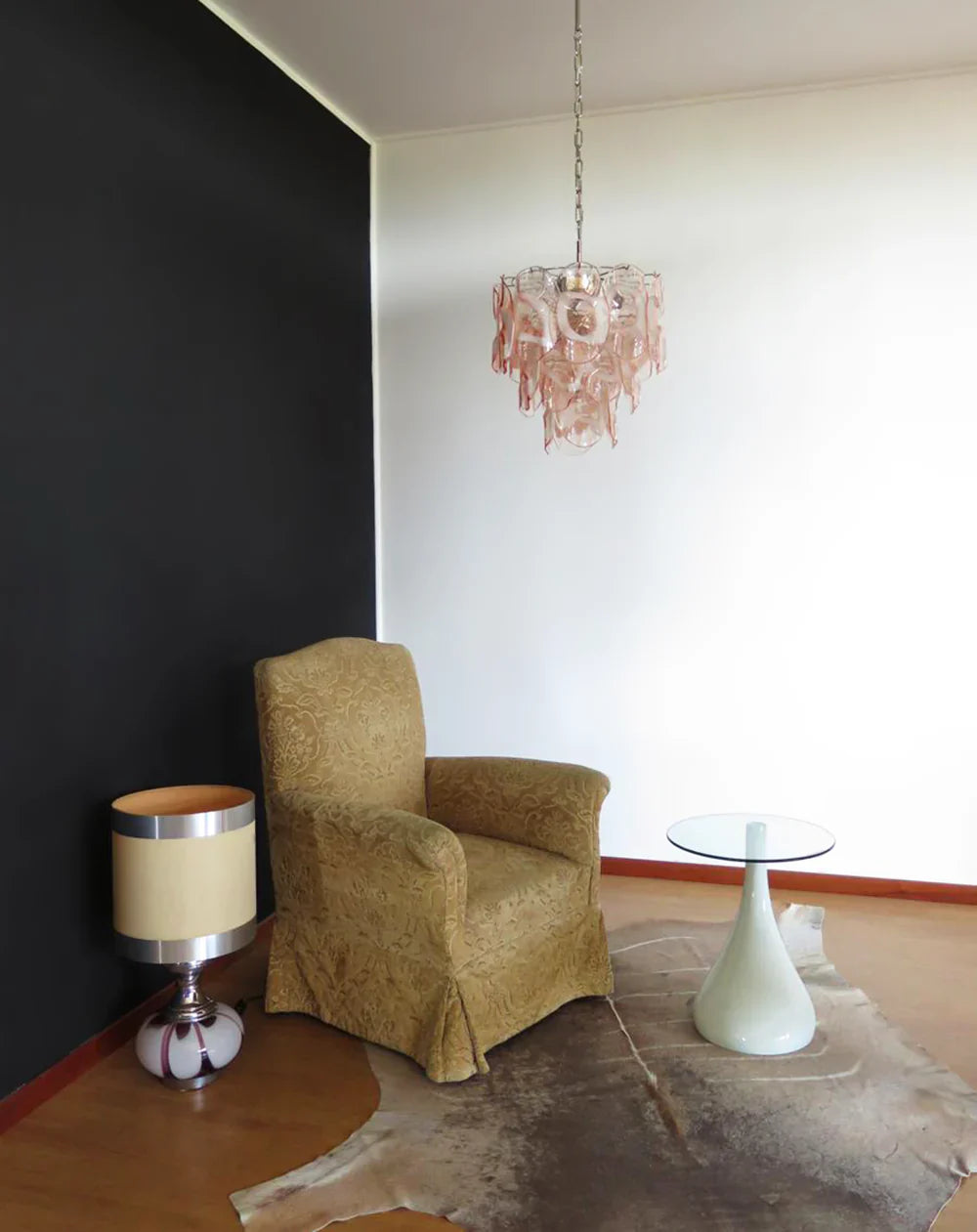 Vintage Murano Pink Glasses Chandelier
