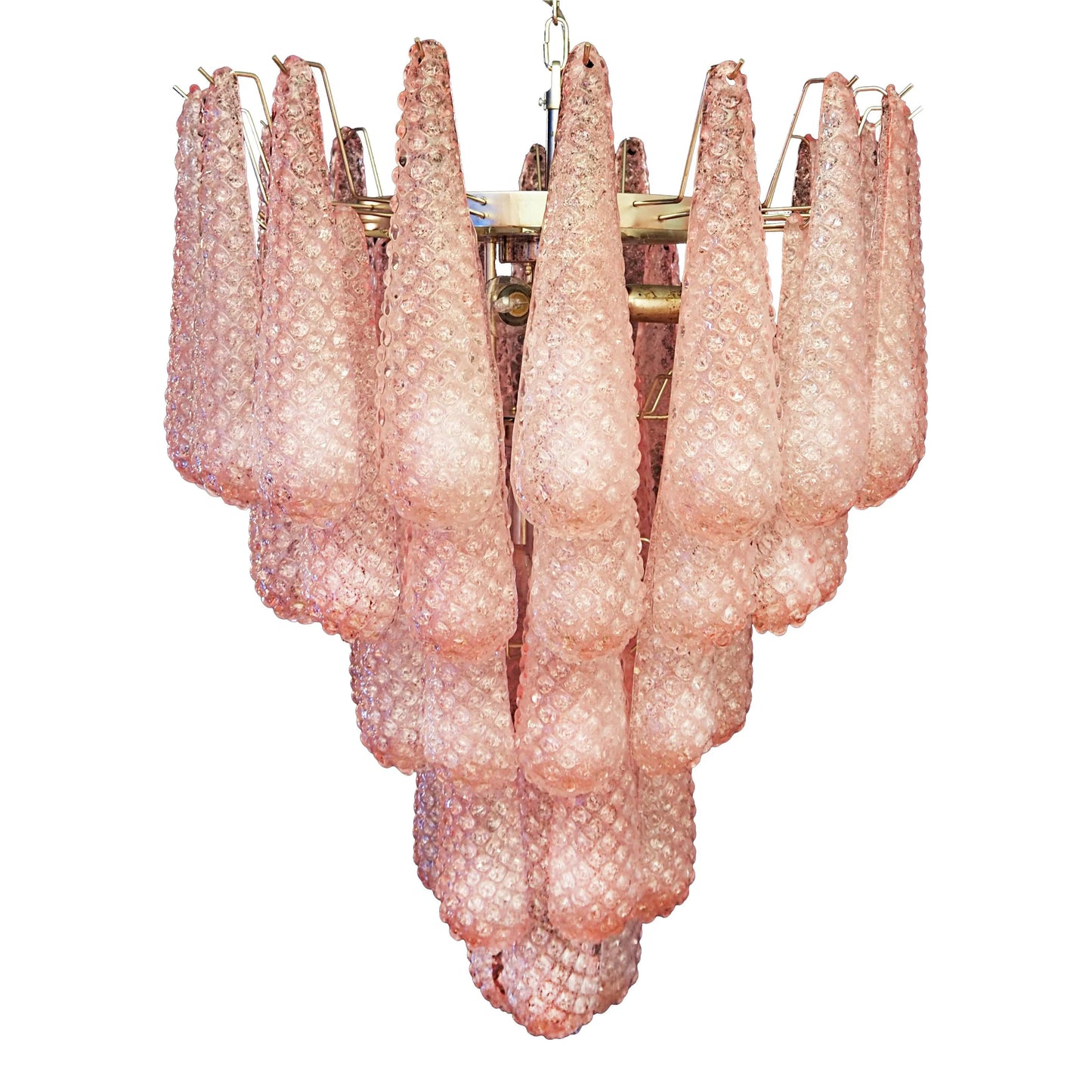 Vintage Murano Pink Petals Drop Glass Chandelier