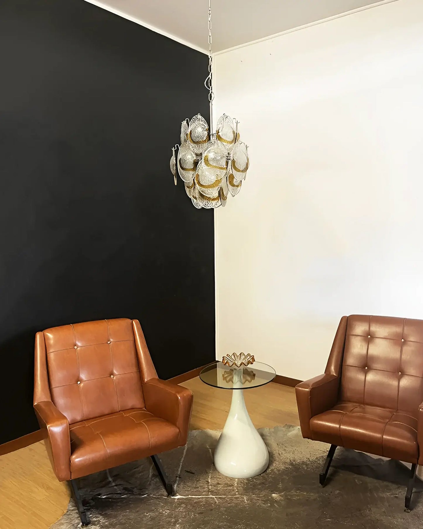 Vintage Murano Transparent Amber Chandelier