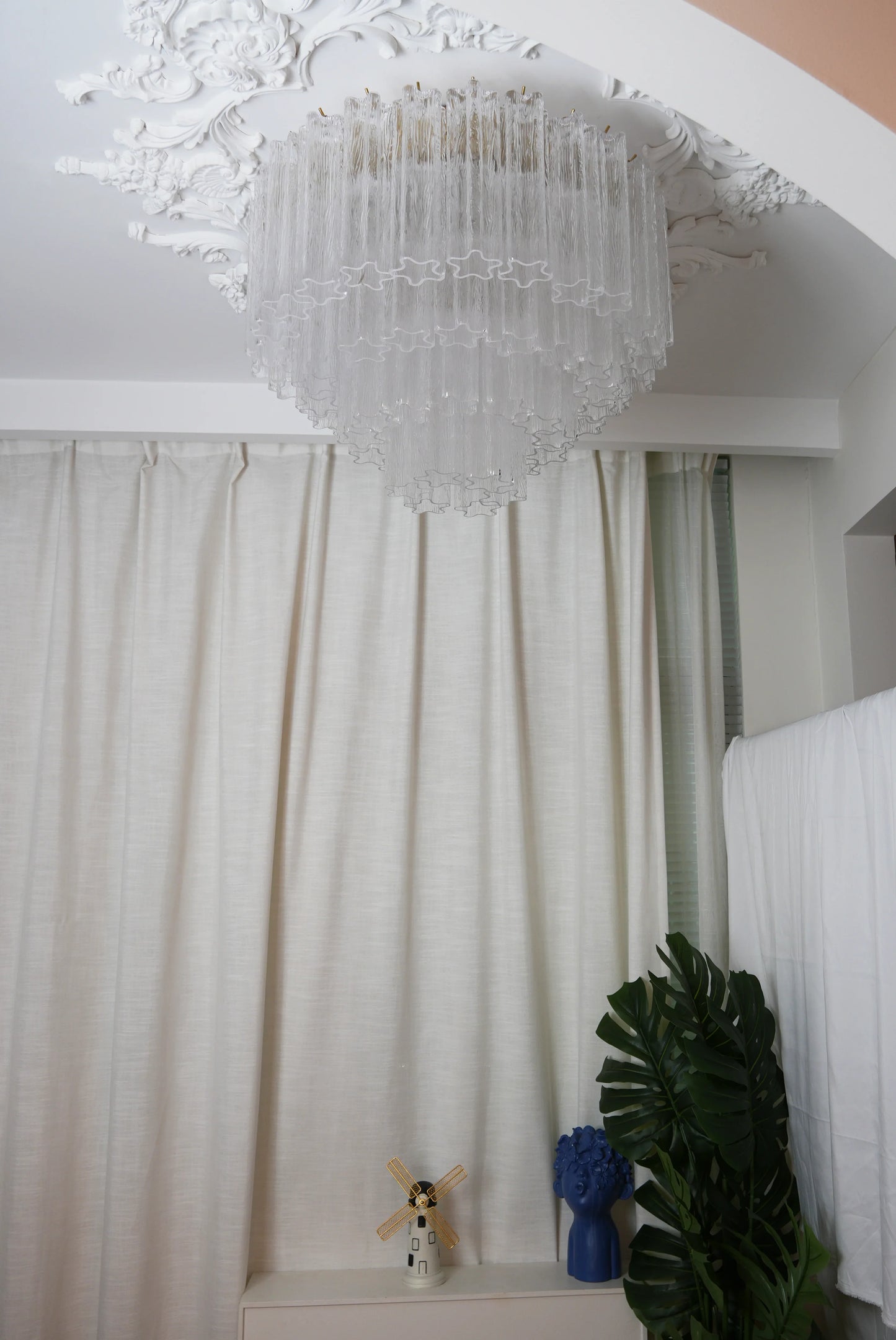 Vintage Murano Transparent Glass Ceiling Light
