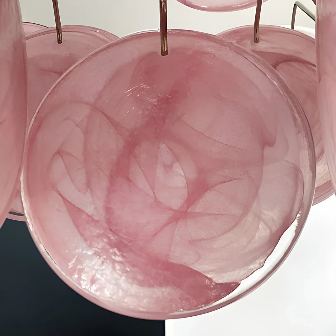 Vintage Murano Pink Disks Chandelier