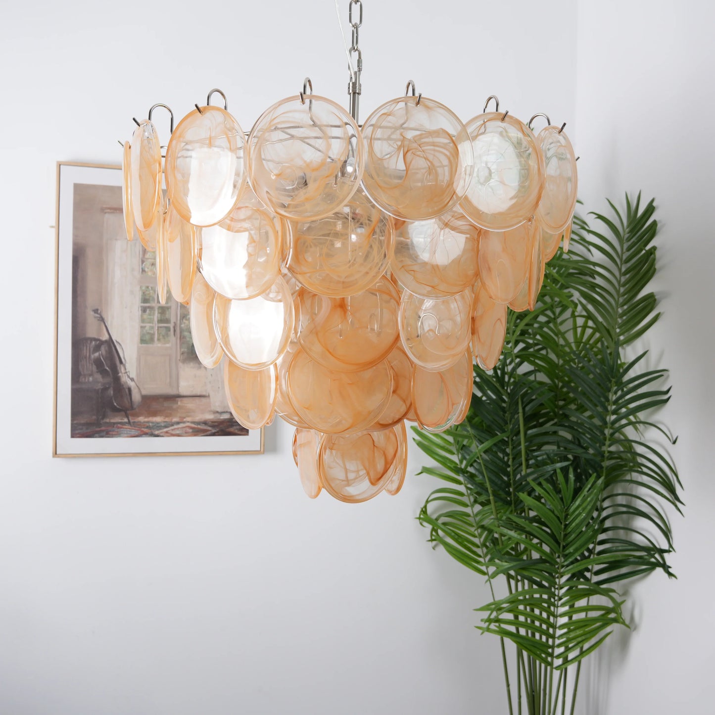 Elegant Gold Murano Disc Chandelier
