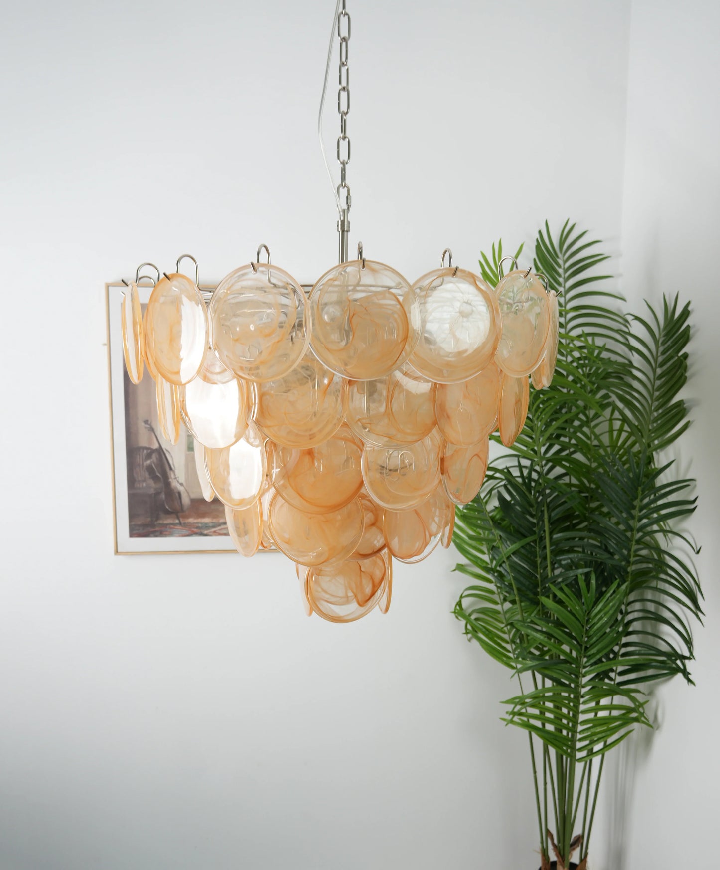Elegant Gold Murano Disc Chandelier