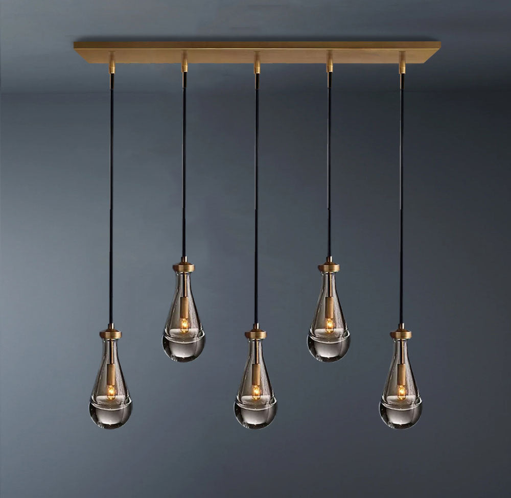 Raindrop Linear 5-Light Chandelier with Cord