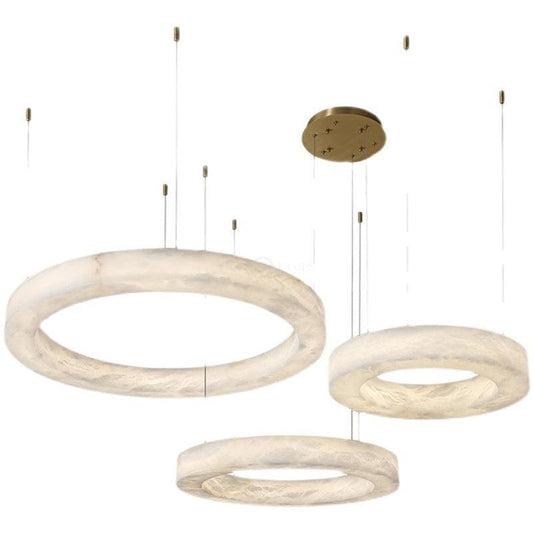 Modern Alabaster Circular Chandelier