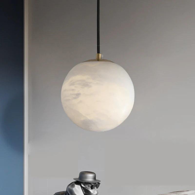 Hansa Alabaster Ball Pendant Light, Island Mini Pendant Light