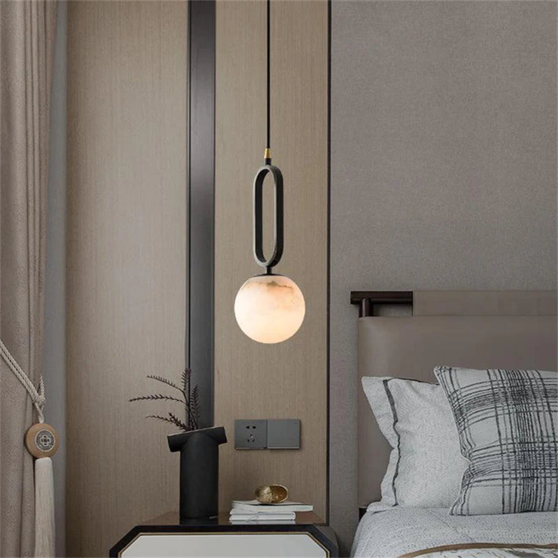 Modern Alabaster Sphere Pendant Light