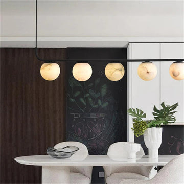 Amaris Alabaster Global Kitchen Island Pendant 5 Lights