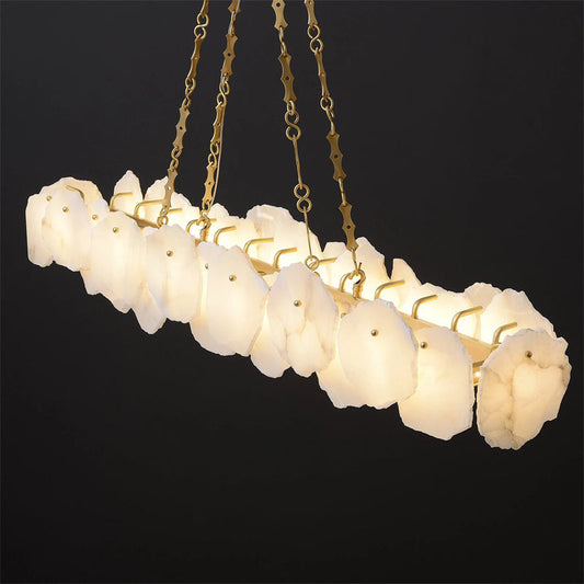 Noah Alabaster Modern Snowflake Linear Chandelier for Dining Table