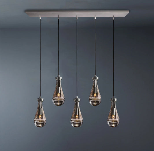 Raindrop Linear 5-Light Chandelier with Cord