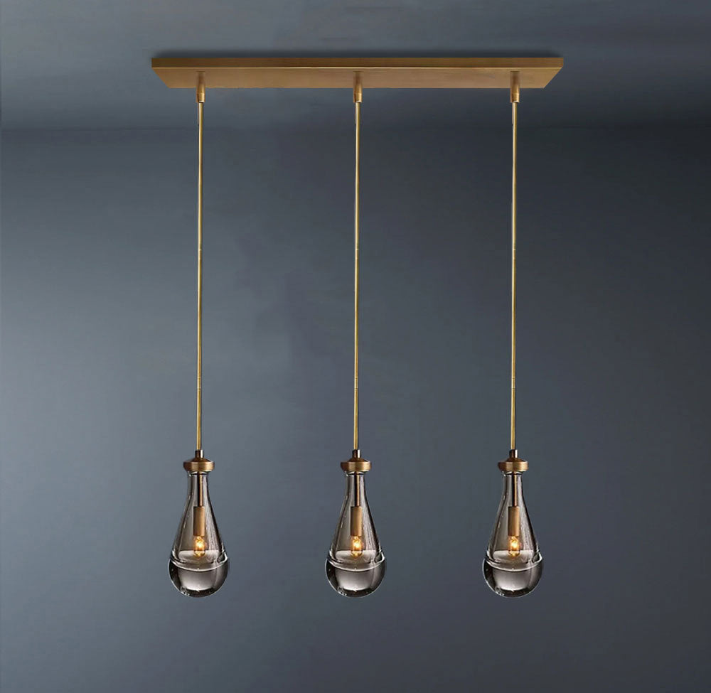 Raindrop Linear 3-Light Chandelier with Rod