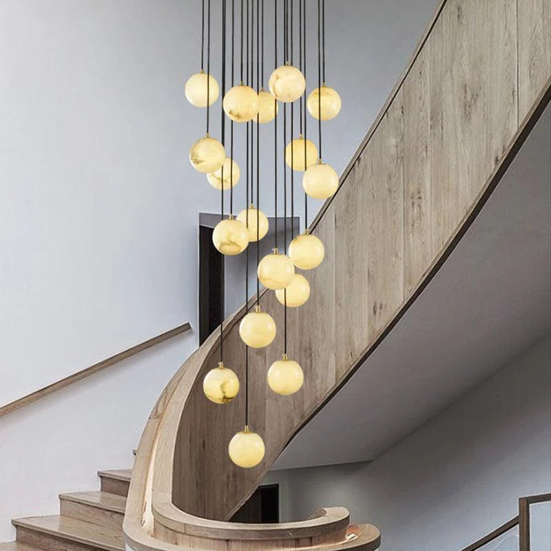 Roden Alabaster Global Chandelier For Staircase