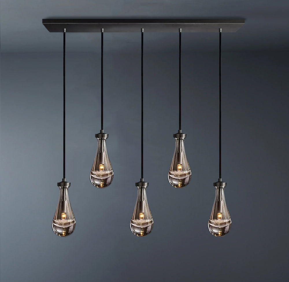Raindrop Linear 5-Light Chandelier with Cord