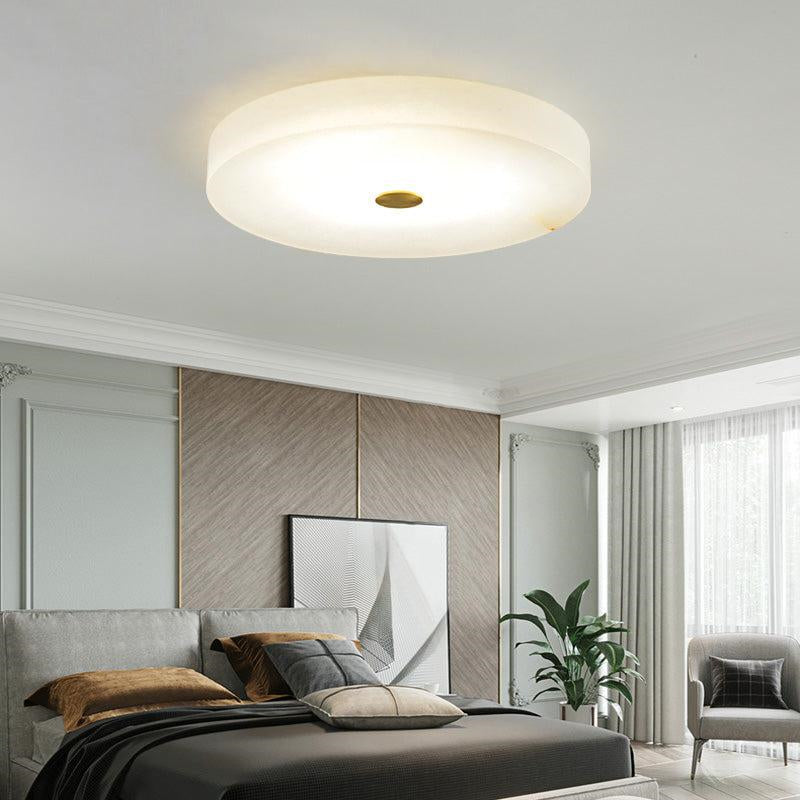 Modern Apollo Alabaster Flush Mounted Round Chandelier