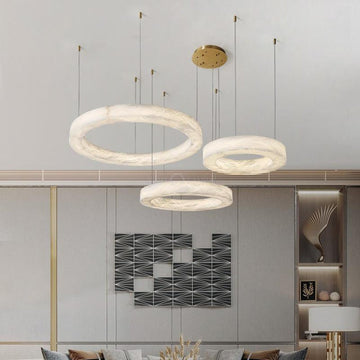 Modern Alabaster Circular Chandelier