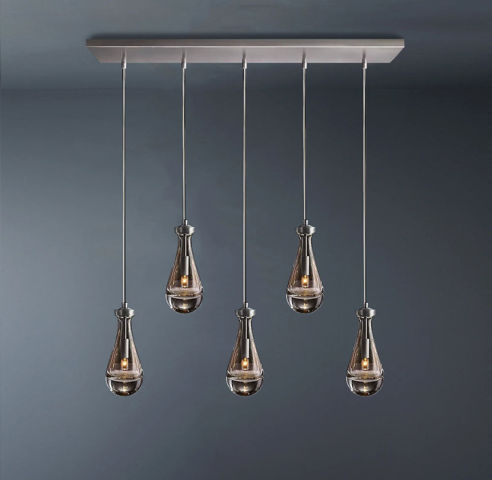 Raindrop Linear 5-Light Chandelier with Rods